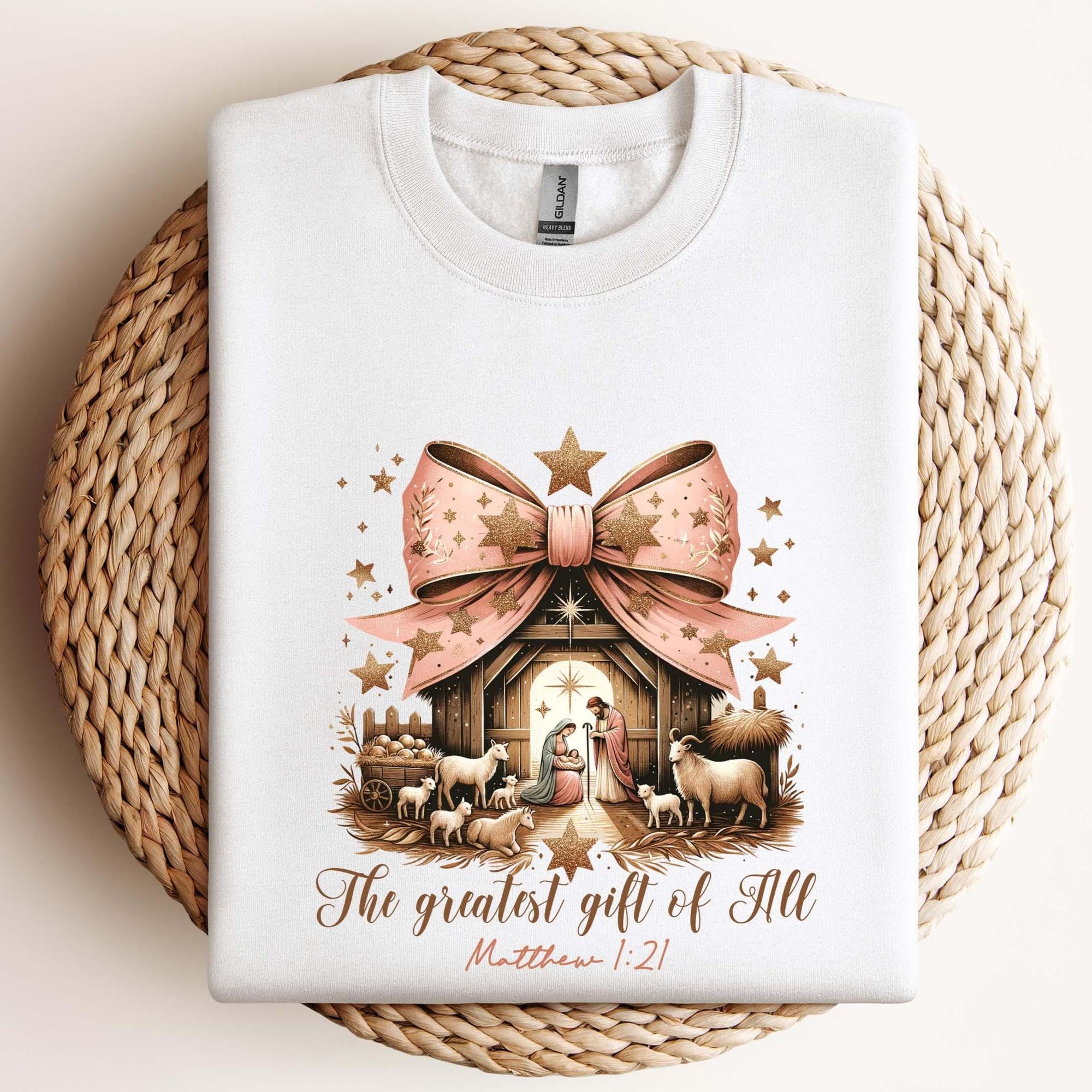 The Greatest Gift of All Shirt, Christmas Family Shirt, Christian Christmas T-shirt, Religious Holiday Gift, Christmas Bible Verse Shirt