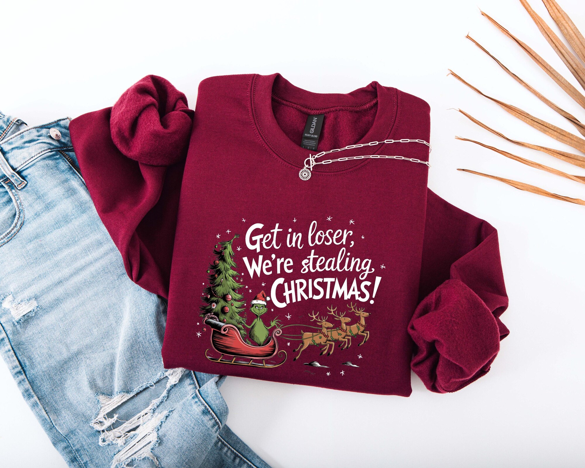 il_2000xN.7232515811_20sj-1.jpg Get in Loser We’re Stealing Christmas Sweatshirt, Christmas Sweatshirt, Christmas Gift, Crewneck, Christmas Holiday, Funny Christmas