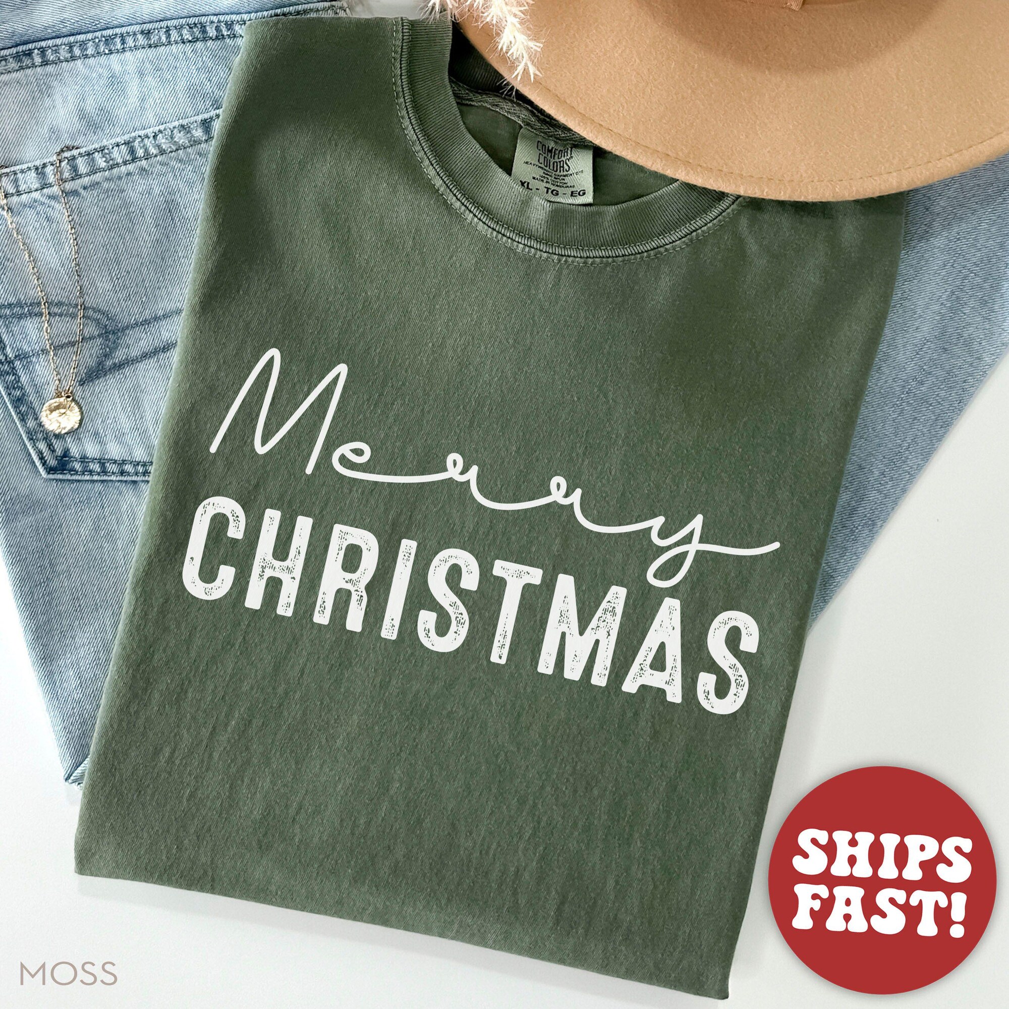 Comfort Colors® Merry Christmas Shirt, Cute Family Holiday TShirt, Matching Xmas Tee, Family Christmas T Shirt, Gift for Holiday T-Shirt