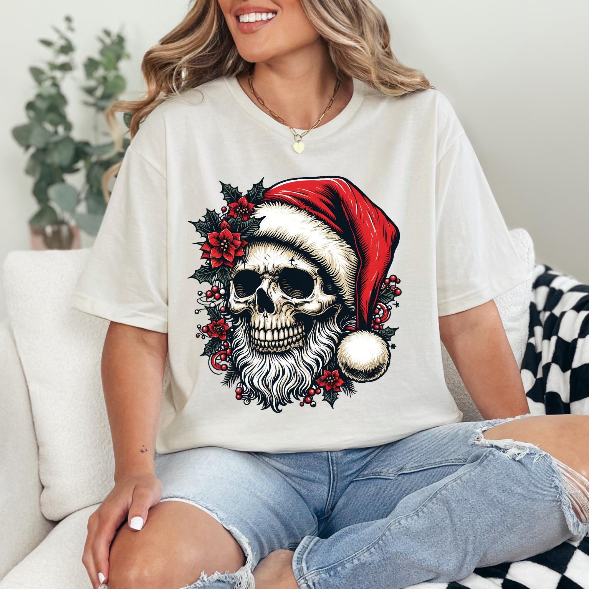 il_2000xN.7233483396_m9h6.jpg Skull Santa Christmas Sweatshirt: Gothic Punk Rock Holiday Pullover