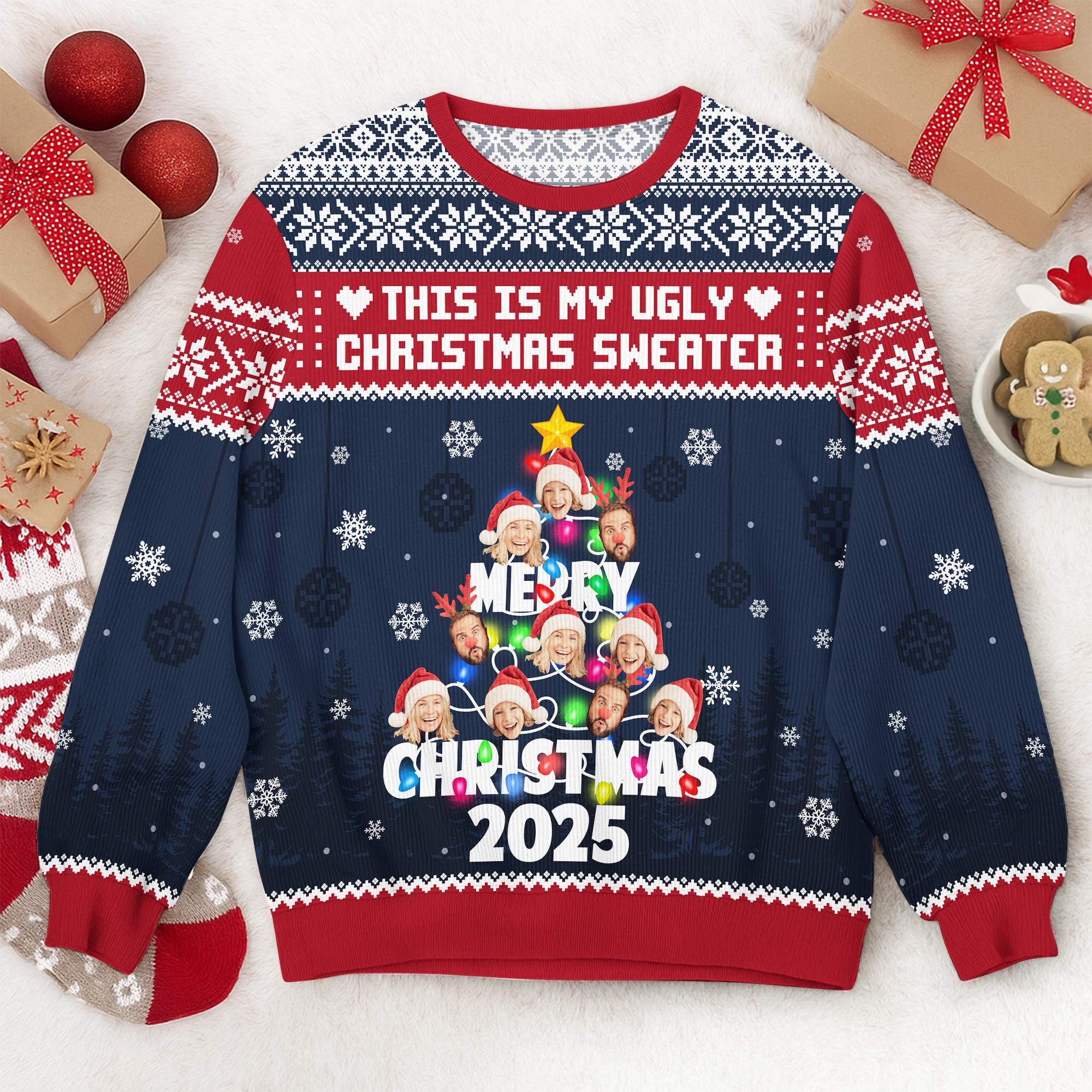 Custom Faces Funny Christmas Ugly Sweater, Gifts For Family, Personalized Family Photo Ugly Sweater, Christmas Gifts, Year End Party Sweater