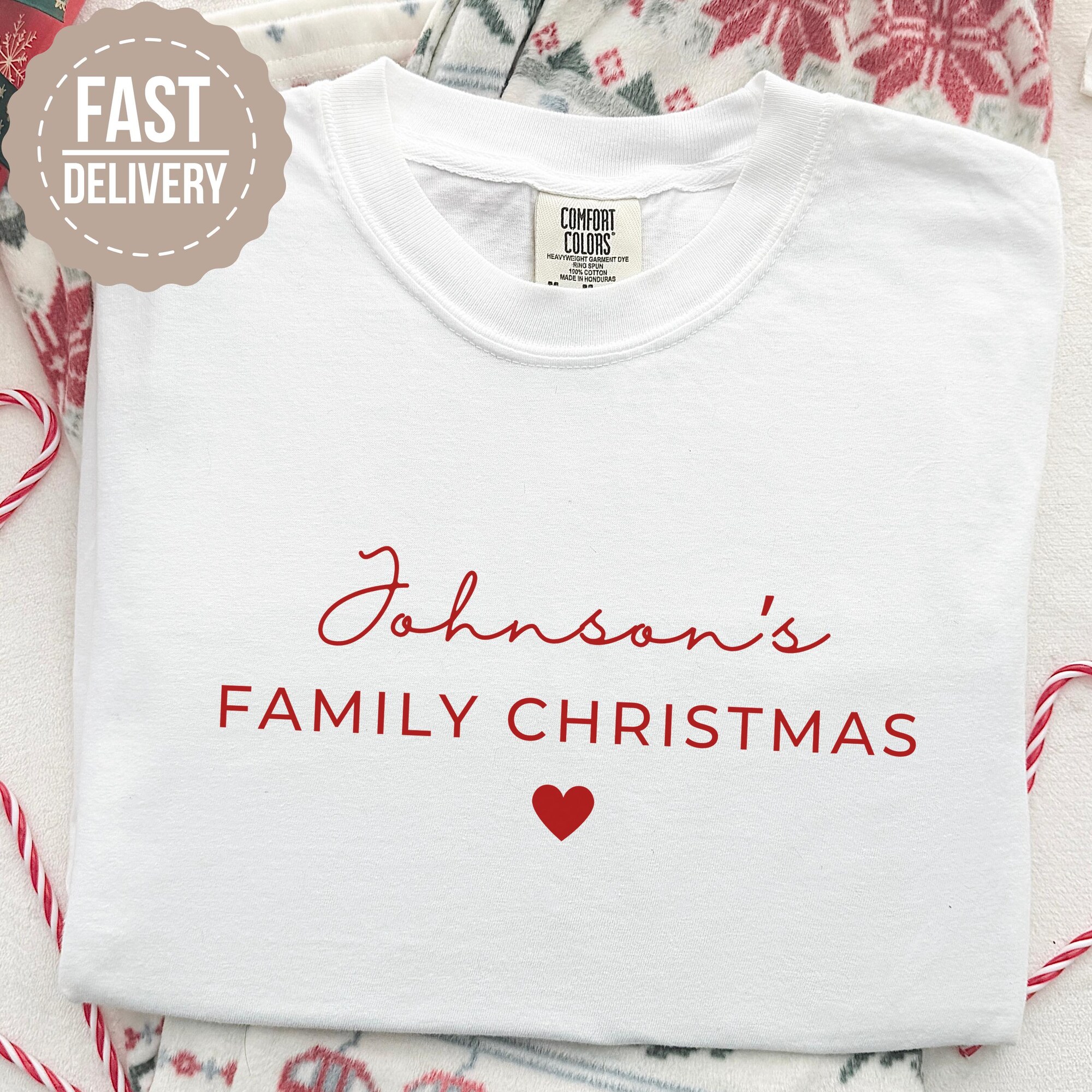 Custom Matching Family Christmas Shirts Comfort Colors®, Family Name Christmas Tee, Group Christmas Shirts, Personalized Christmas Crew 2025