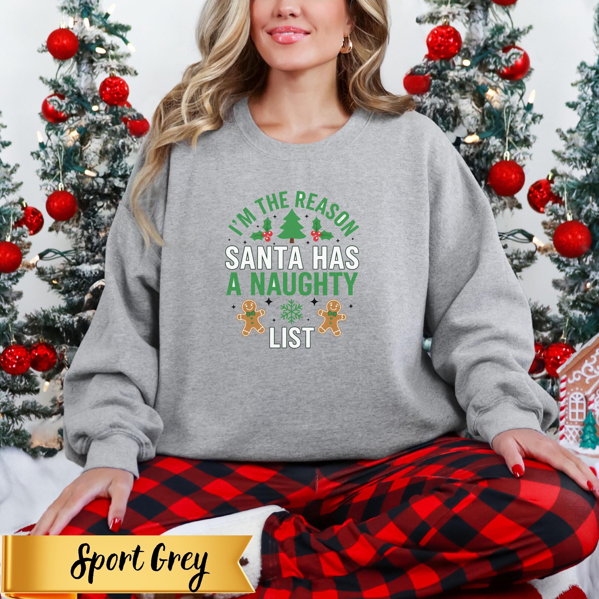 Funny Christmas Sweatshirt, Holiday Humor Unisex Crewneck, Naughty List Xmas Gift Top