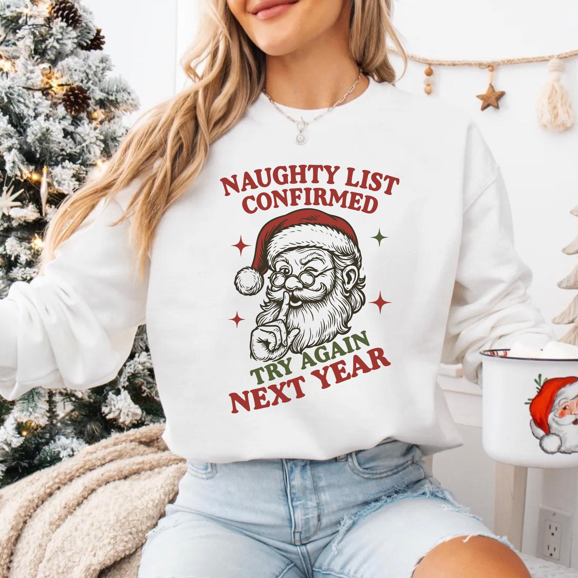 il_2000xN.7237221963_ohgn-3.jpg Naughty List Crewneck Sweatshirt | Funny Christmas Sweatshirt, Holiday Gift, Cozy Pullover, Santa Design, Unisex Sweatshirt