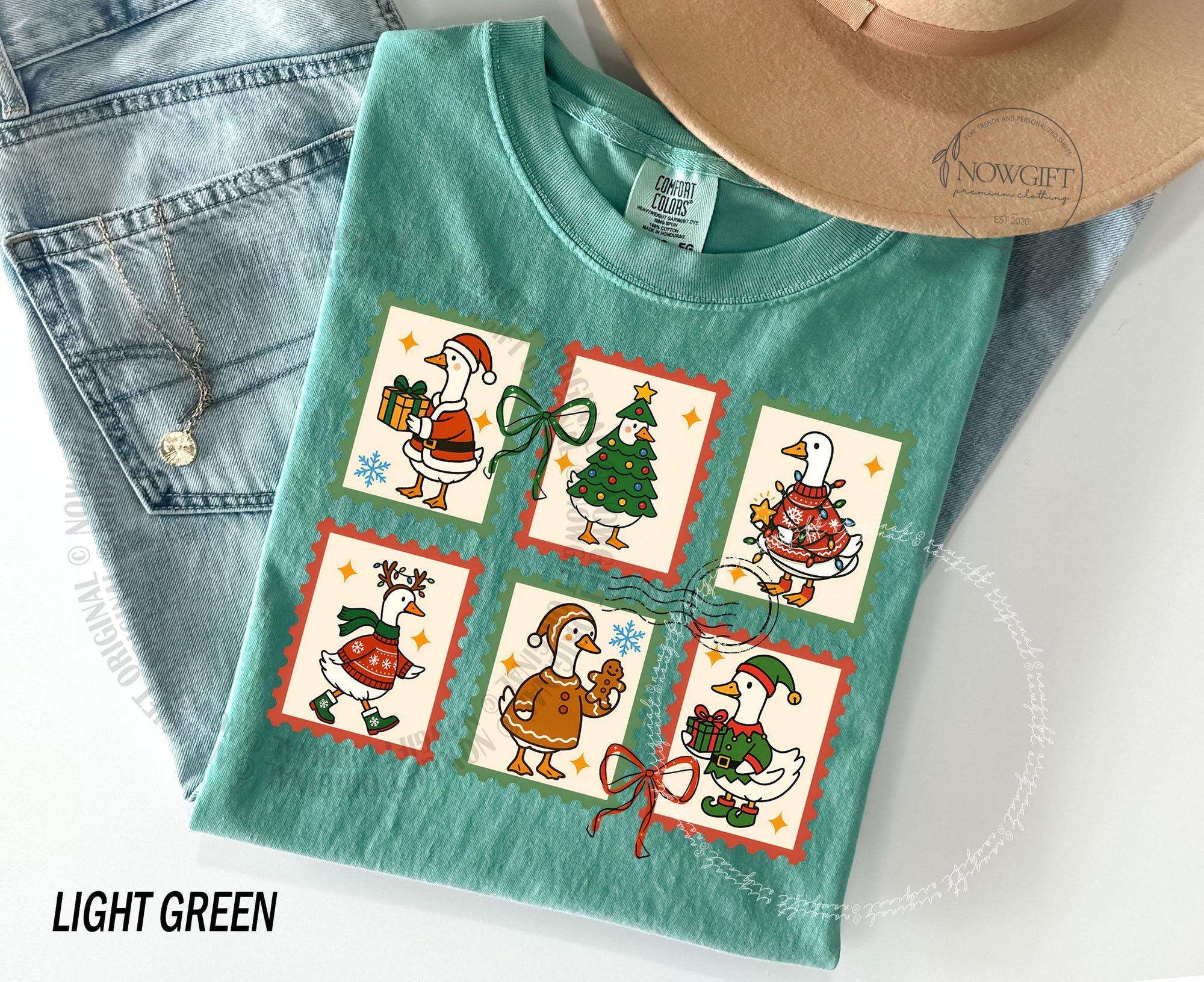 Christmas Xmas Shirt, Christmas Trees Shirt, Silly Goose Stamp Tshirt, Womens Holiday Tees, Christmas Season, Santa Tees, Comfort Colors®
