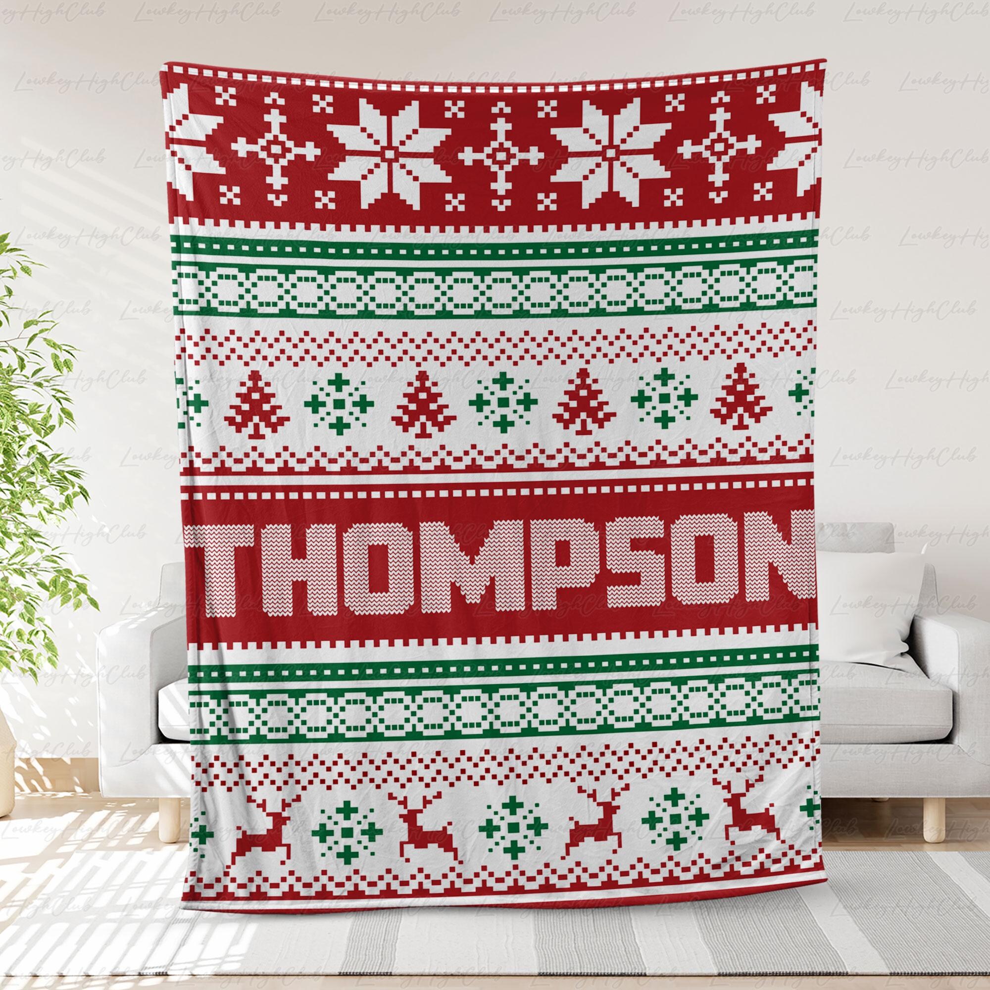 il_2000xN.7240172339_fhiu.jpg Custom Christmas Blanket With Name, Ugly Sweater Christmas Tree Reindeer Throw, Winter Snowflakes Cozy Blanket, Xmas Gift For Her Him,VTB303