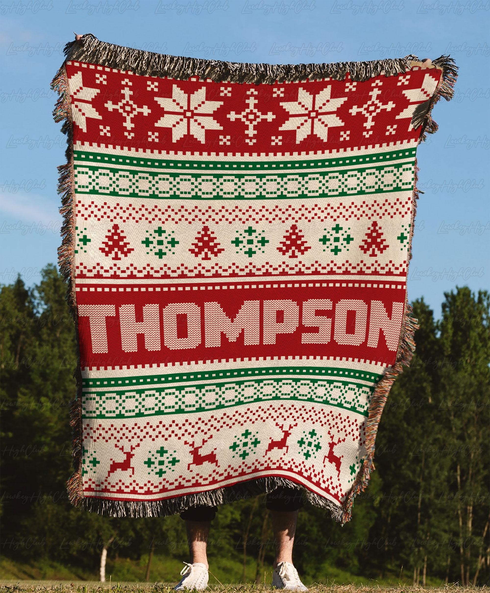 il_2000xN.7240172367_350c.jpg Custom Christmas Blanket With Name, Ugly Sweater Christmas Tree Reindeer Throw, Winter Snowflakes Cozy Blanket, Xmas Gift For Her Him,VTB303