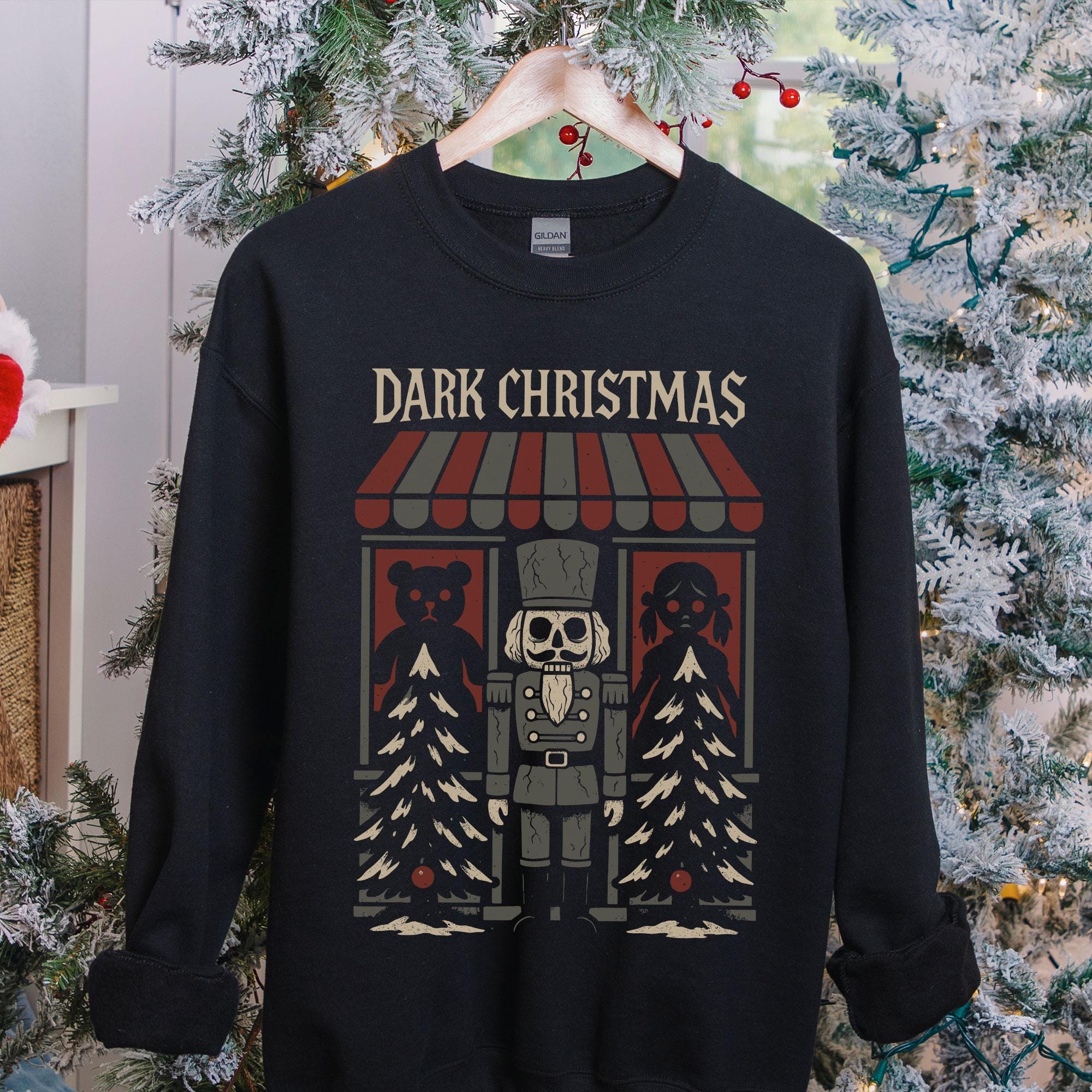 Spooky Christmas Goth Sweatshirt Plus Size 3XL-5XL Black