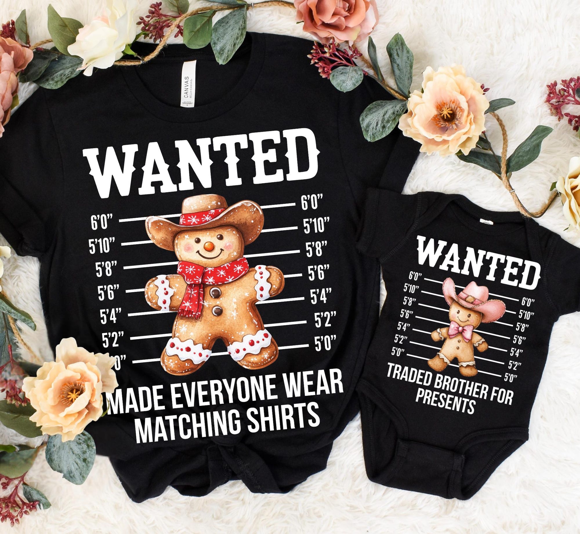 il_2000xN.7240770575_mmf7-1.jpg Family Christmas Group Shirts, Custom Matching Christmas Wanted Western Tshirt, Funny Christmas Cowboy Inmate Tee, Xmas T-Shirt, Holiday Tee