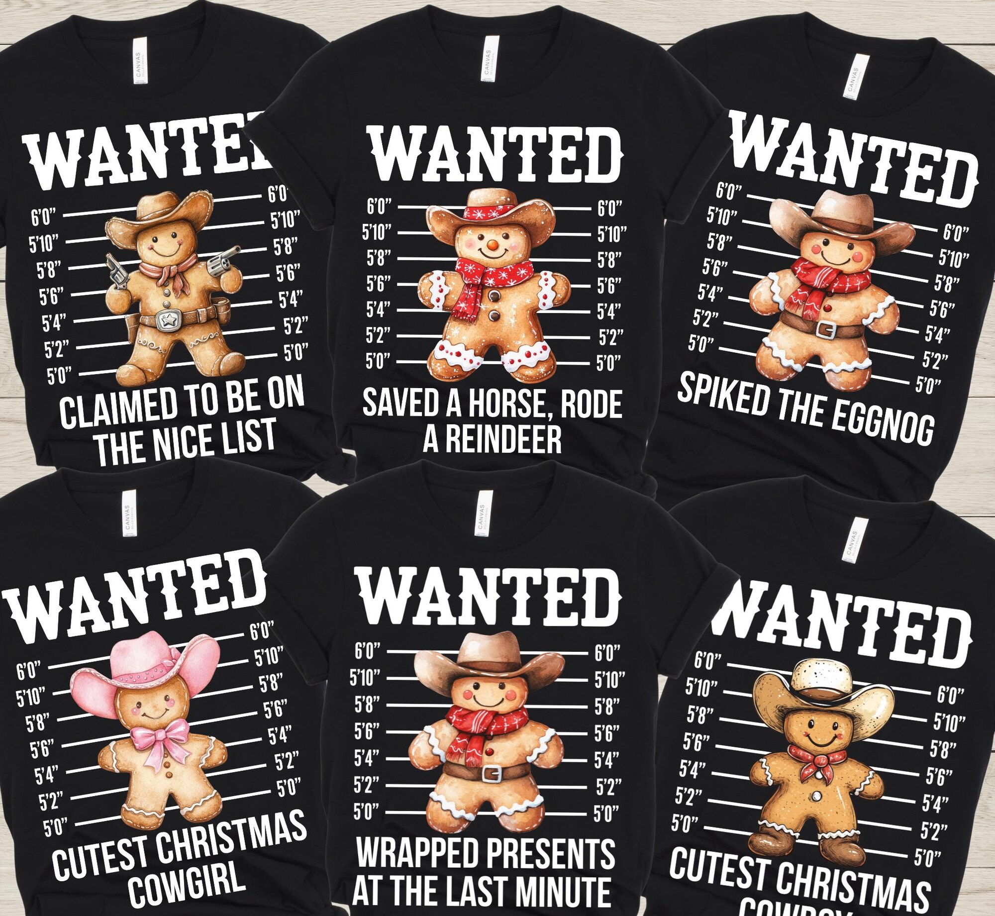 il_2000xN.7240770627_ounb-1.jpg Family Christmas Group Shirts, Custom Matching Christmas Wanted Western Tshirt, Funny Christmas Cowboy Inmate Tee, Xmas T-Shirt, Holiday Tee