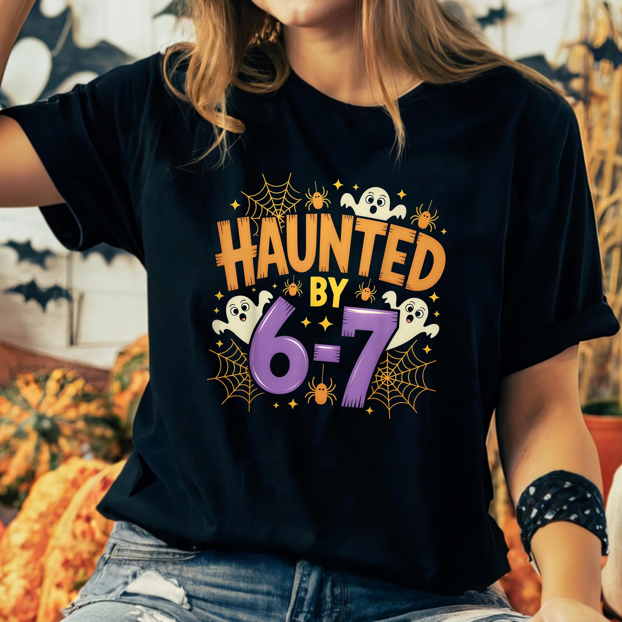 Haunted By 6-7 Halloween Shirt: Spooky Viral Meme Tee