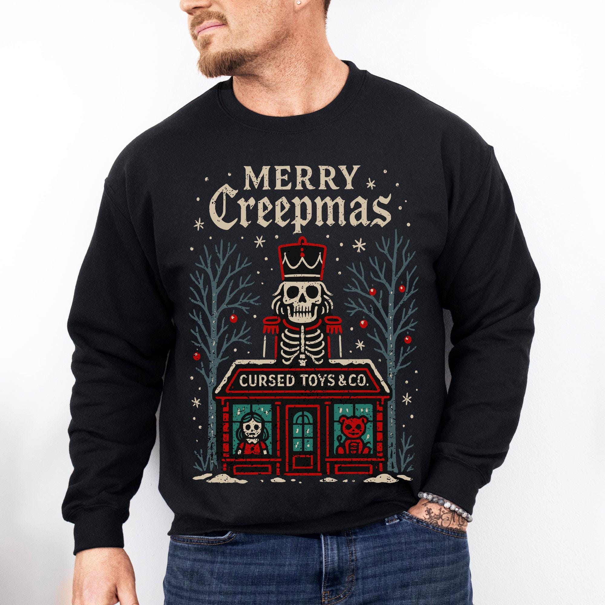 Spooky Christmas Goth Sweatshirt Unisex Plus Size 3XL-5XL Black