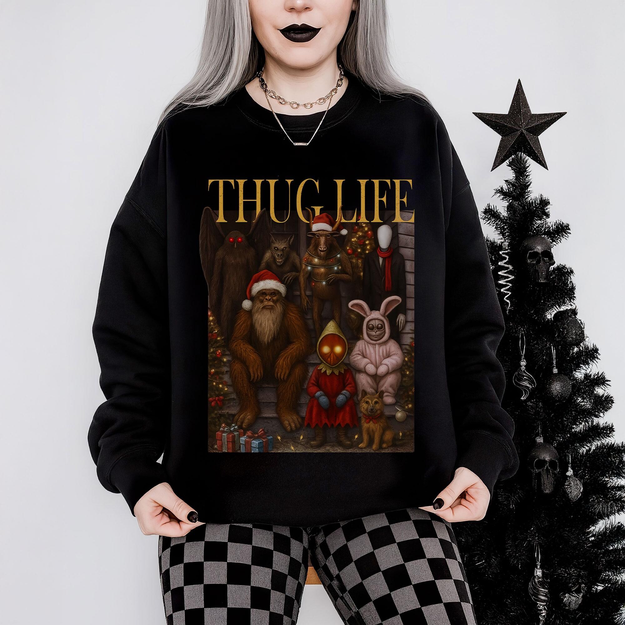 Funny Cryptid Monsters Halloween Christmas Sweatshirt Unisex Plus Size 3XL-5XL Black