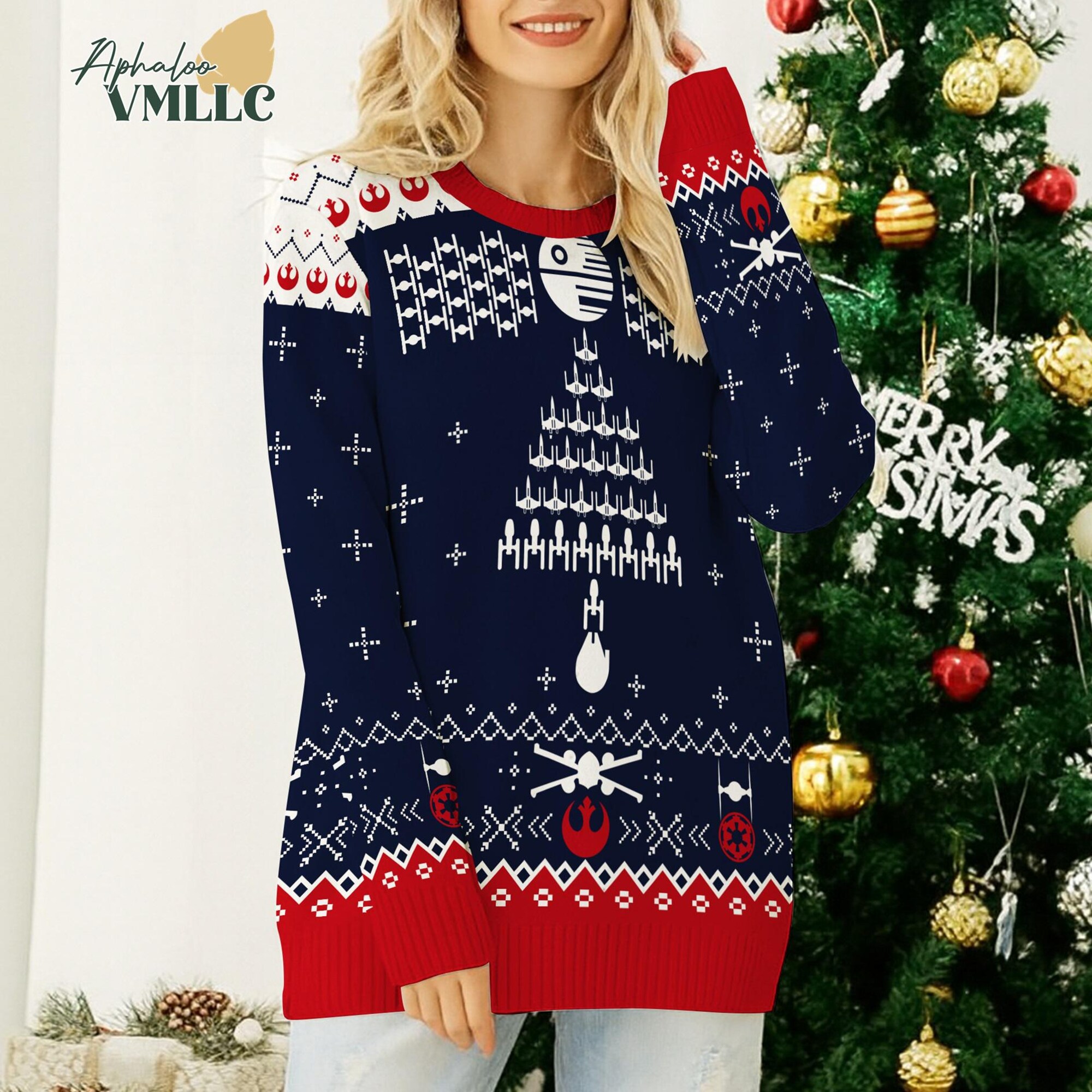 Fight Ship Xmas Ugly Sweater, Vader Lack of Cheer Ugly Christmas Sweater, Christmas Gift, Ugly Holiday Sweater