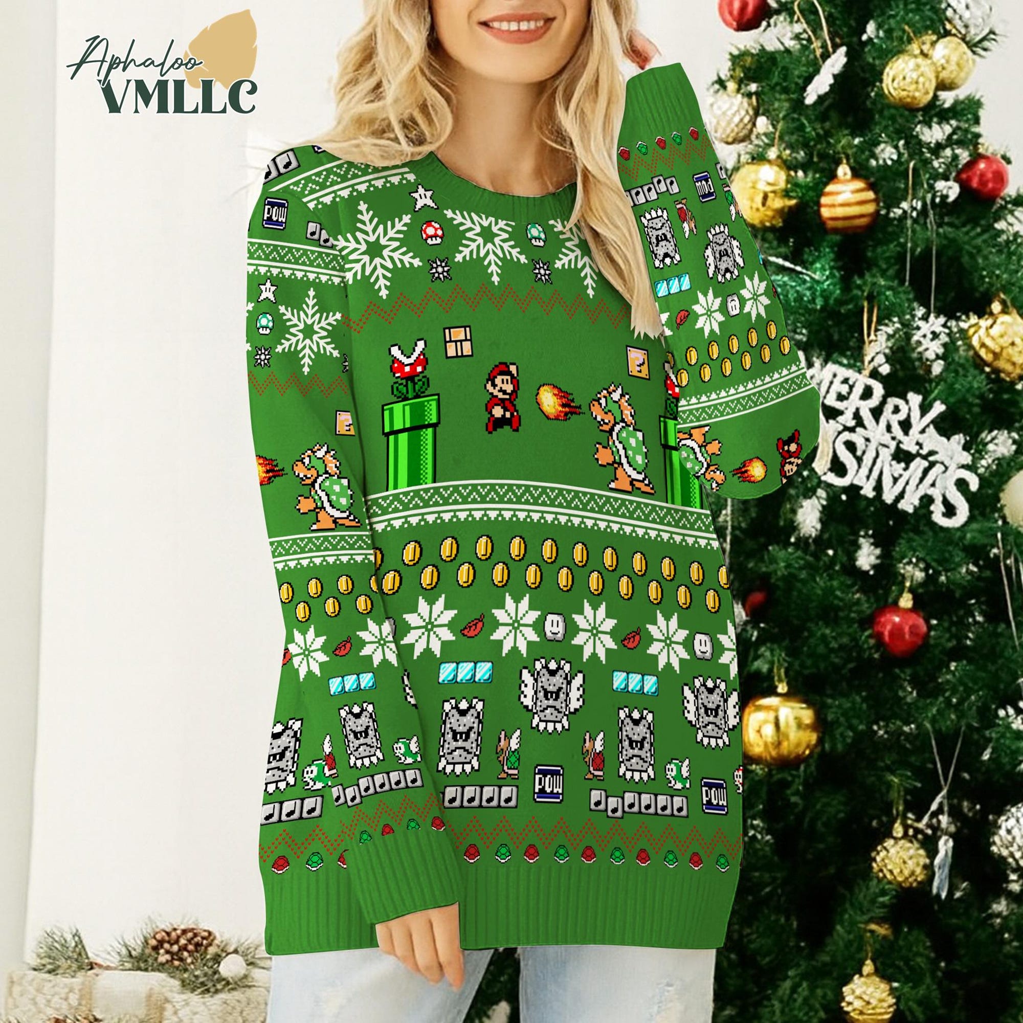 Super Mario Bros Ugly Christmas Sweater, Mario Bowser Ugly Christmas Sweater, Funny Sweater, Mario Ugly Sweater, Christmas Mario Sweater