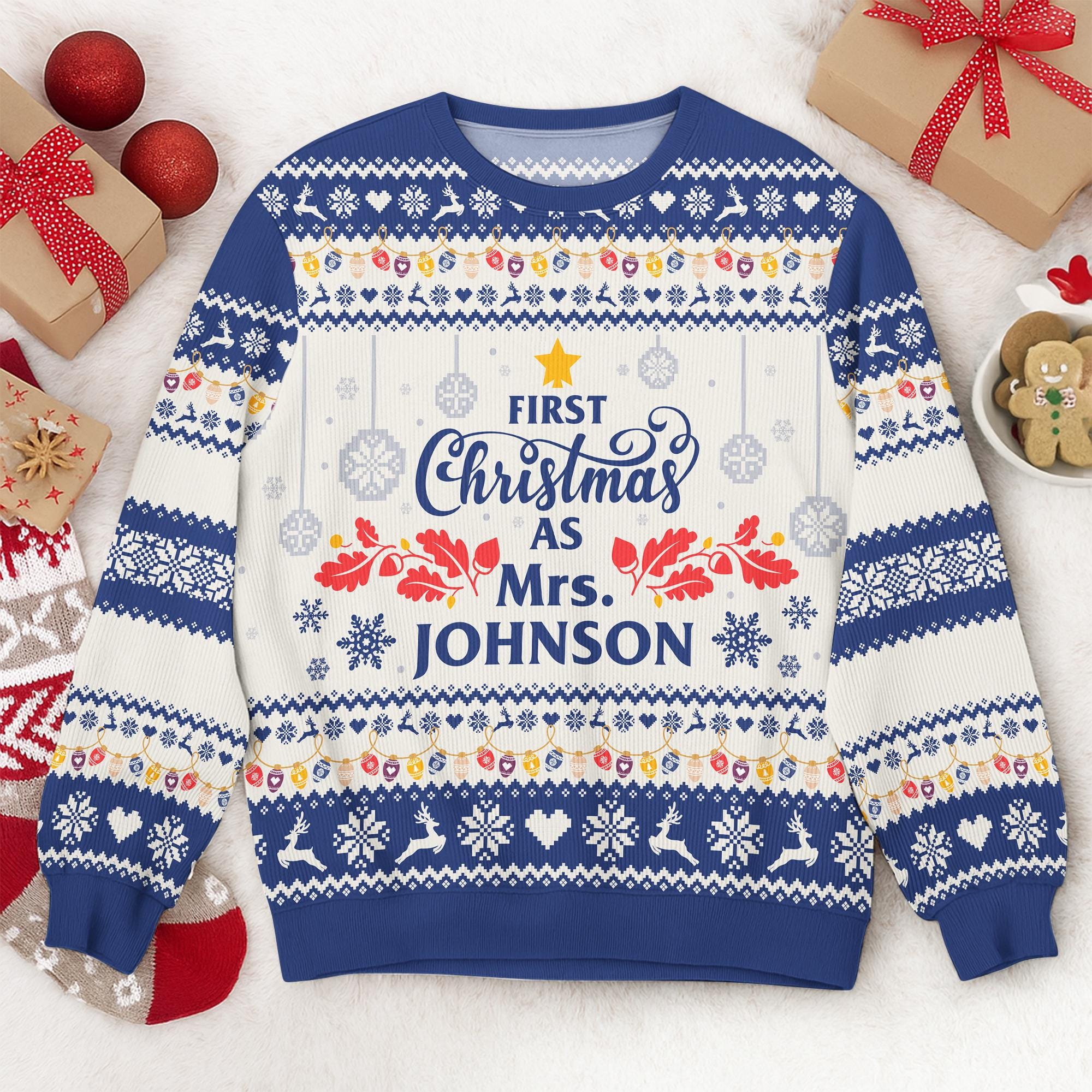 il_2000xN.7242899622_3rk2.jpg First Christmas As Mr And Mrs Newly Married Christmas Gift For Wife, Husband - Personalized Ugly Sweater, Gift For Newlywed Wife Bride To Be