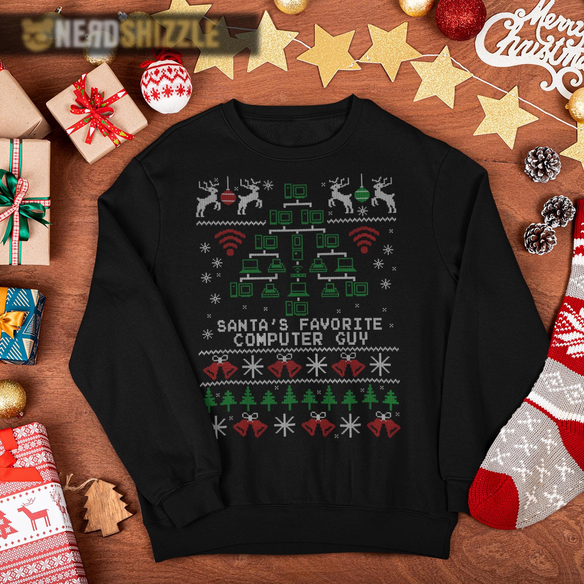 Tech Support Ugly Christmas Sweatshirt: IT Humor, Computer Nerd Gift