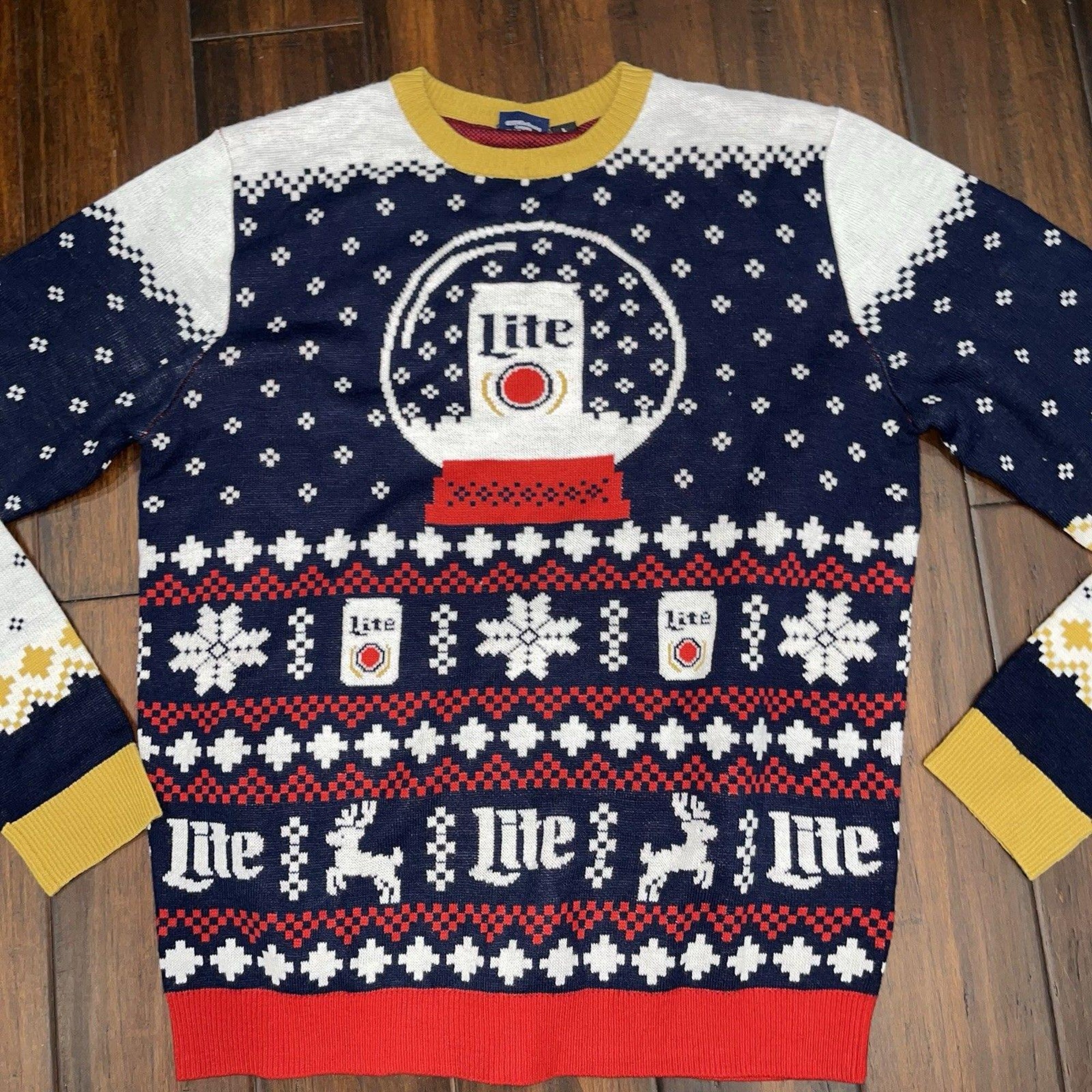 Miller Lite Beer Ugly Christmas Sweater Men’s Size LARGE