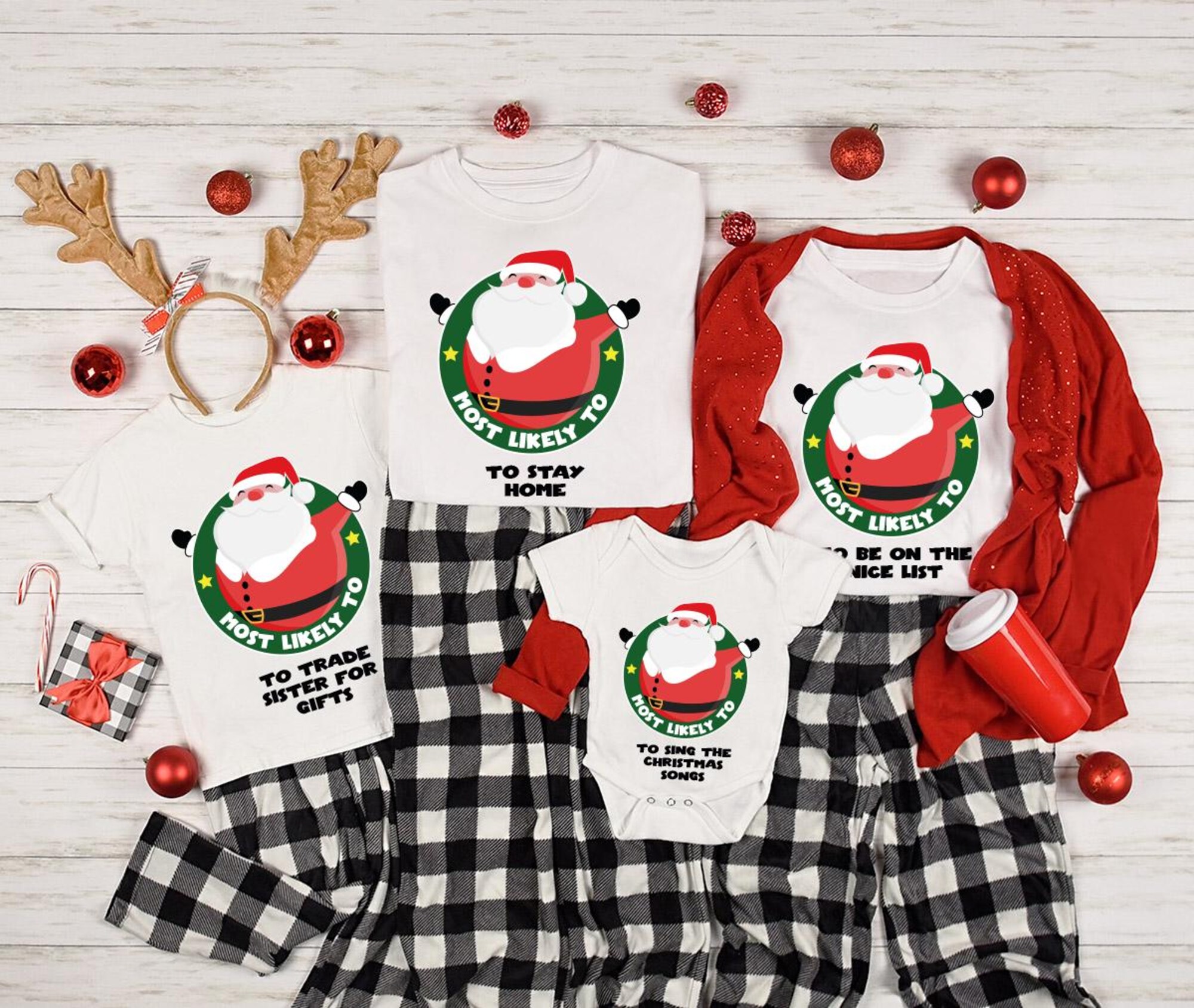 Funny Family Christmas T-shirts: Most Likely To, Matching Xmas Tees