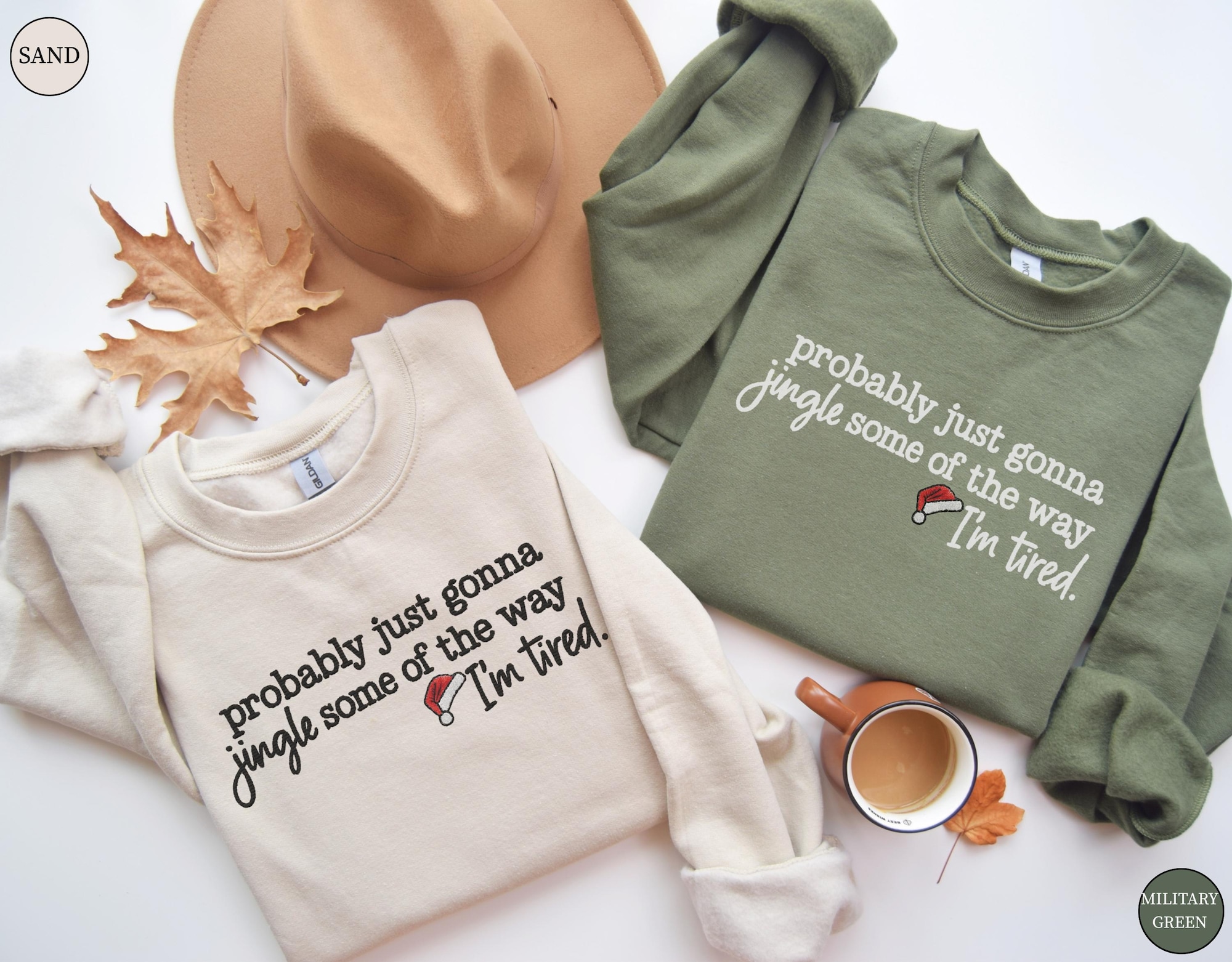 Embroidered Probably Just Gonna Jingle Some Of The Way I’m Tired Christmas Sweatshirt, Funny Holiday Hoodie, Christmas Jingle Song