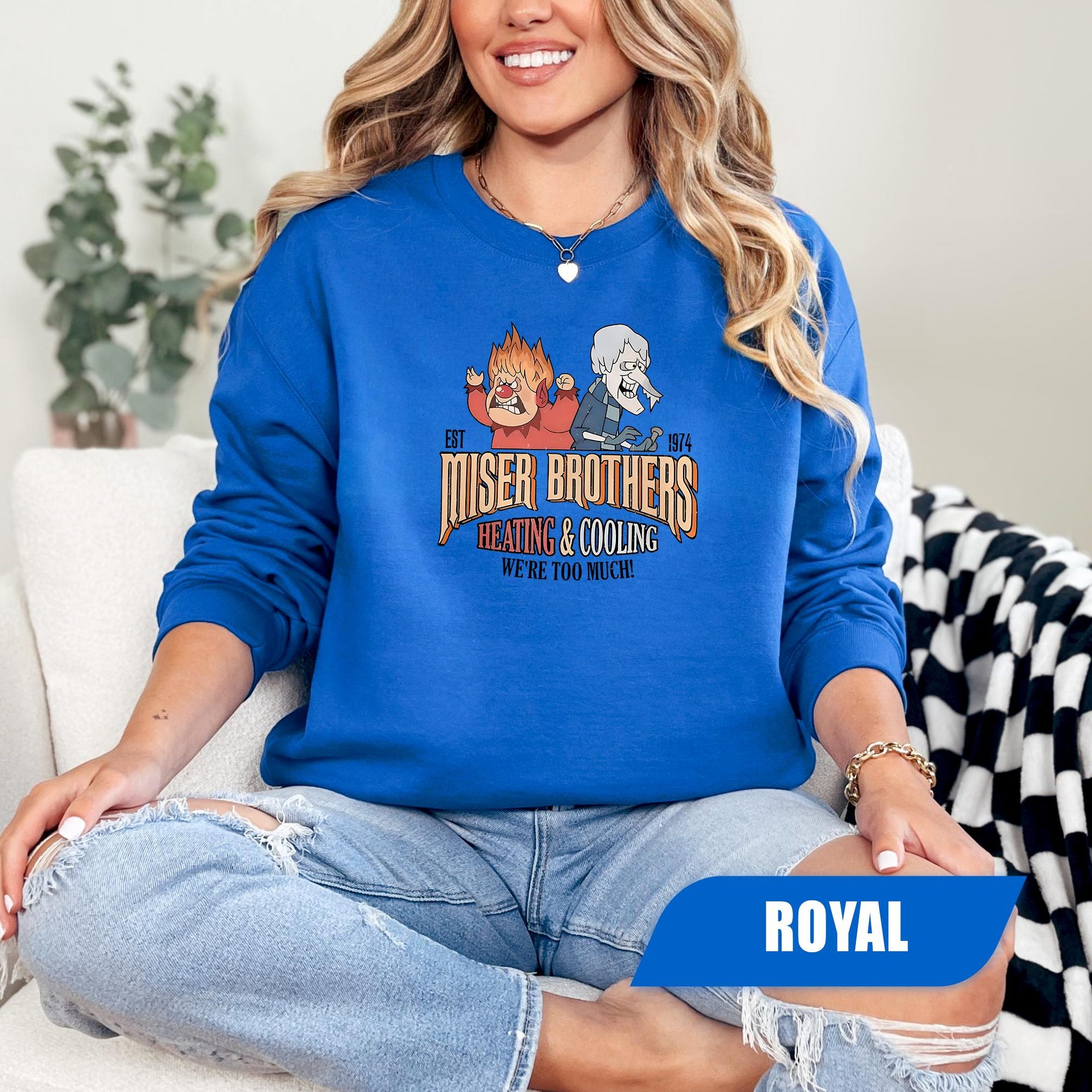 il_2000xN.7245384811_9gpc-1.jpg Miser Brothers Heating And Cooling Sweatshirt, Miser Brothers Too Much Shirt, Heat And Snow, Snow Heat Miser Gift, Miser Brothers Christmas