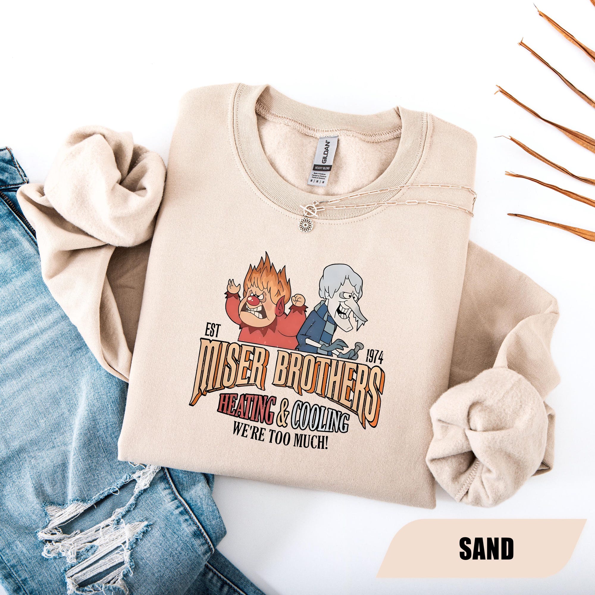 Miser Brothers Heating And Cooling Sweatshirt, Miser Brothers Too Much Shirt, Heat And Snow, Snow Heat Miser Gift, Miser Brothers Christmas