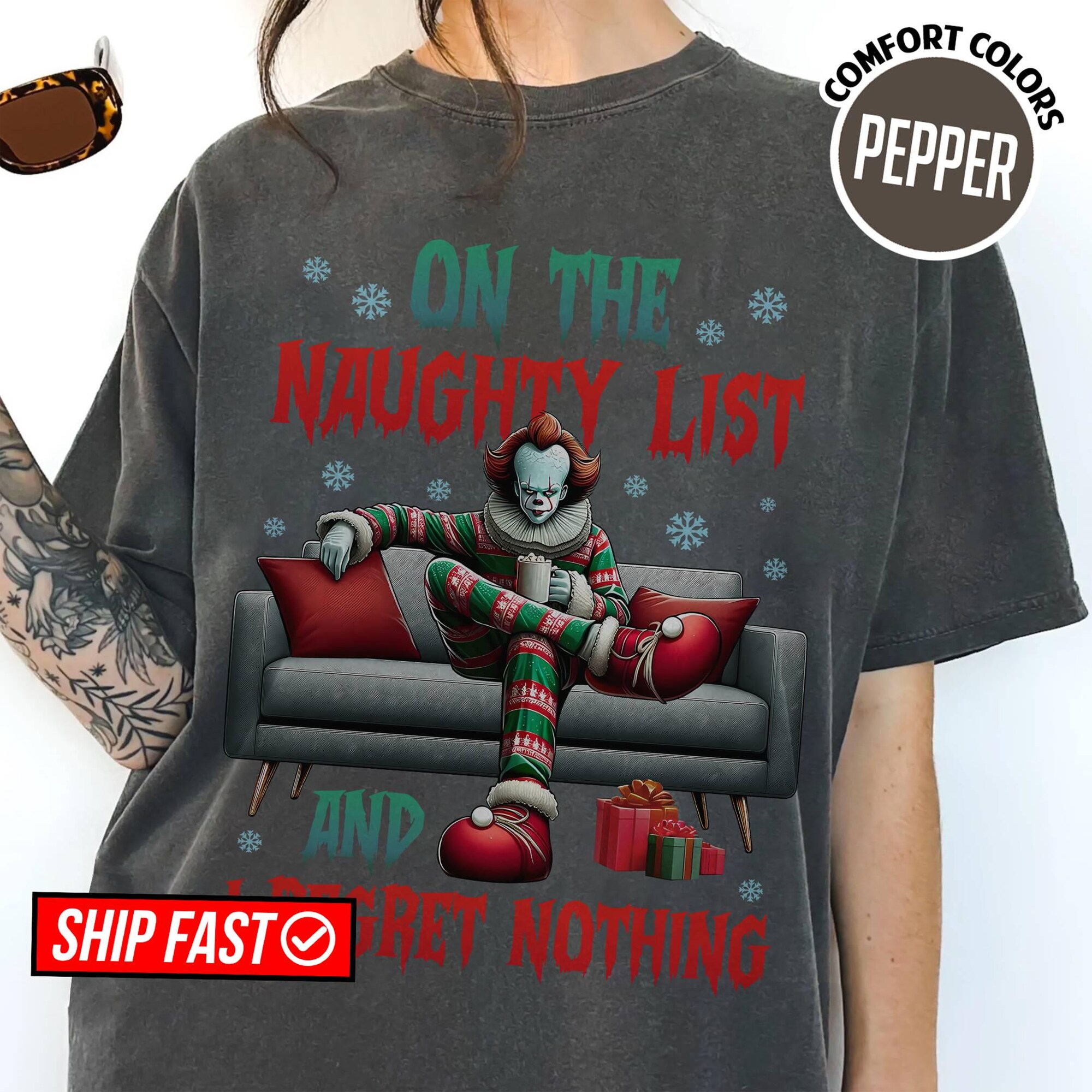 il_2000xN.7246076926_rba8.jpg On The Naughty List And I Regret Nothing Shirt, Horror Friends Christmas Sweatshirt, Team Naughty Shirt, Christmas Sarcastic Shirt