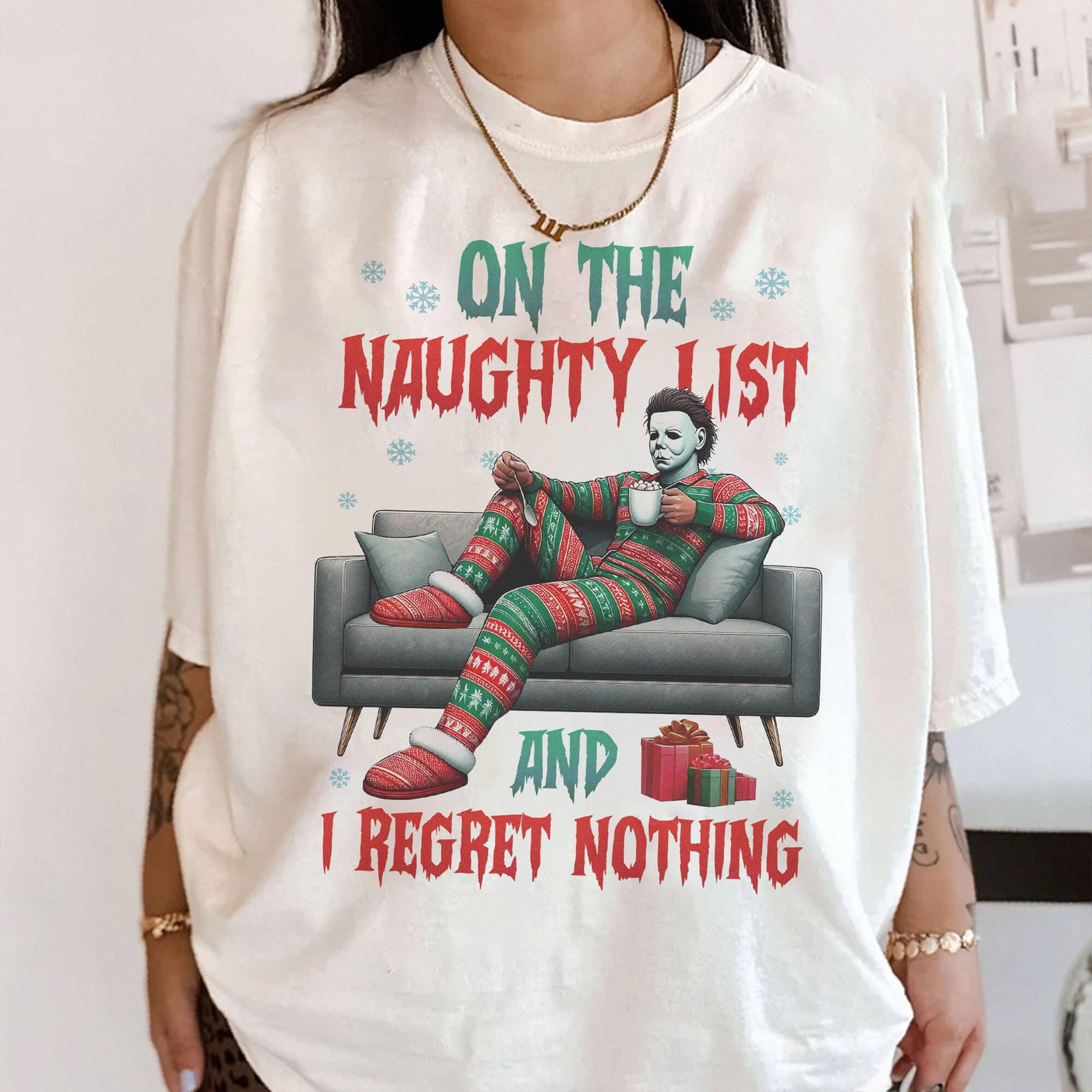 il_2000xN.7246077018_2w4c.jpg On The Naughty List And I Regret Nothing Shirt, Horror Friends Christmas Sweatshirt, Team Naughty Shirt, Christmas Sarcastic Shirt