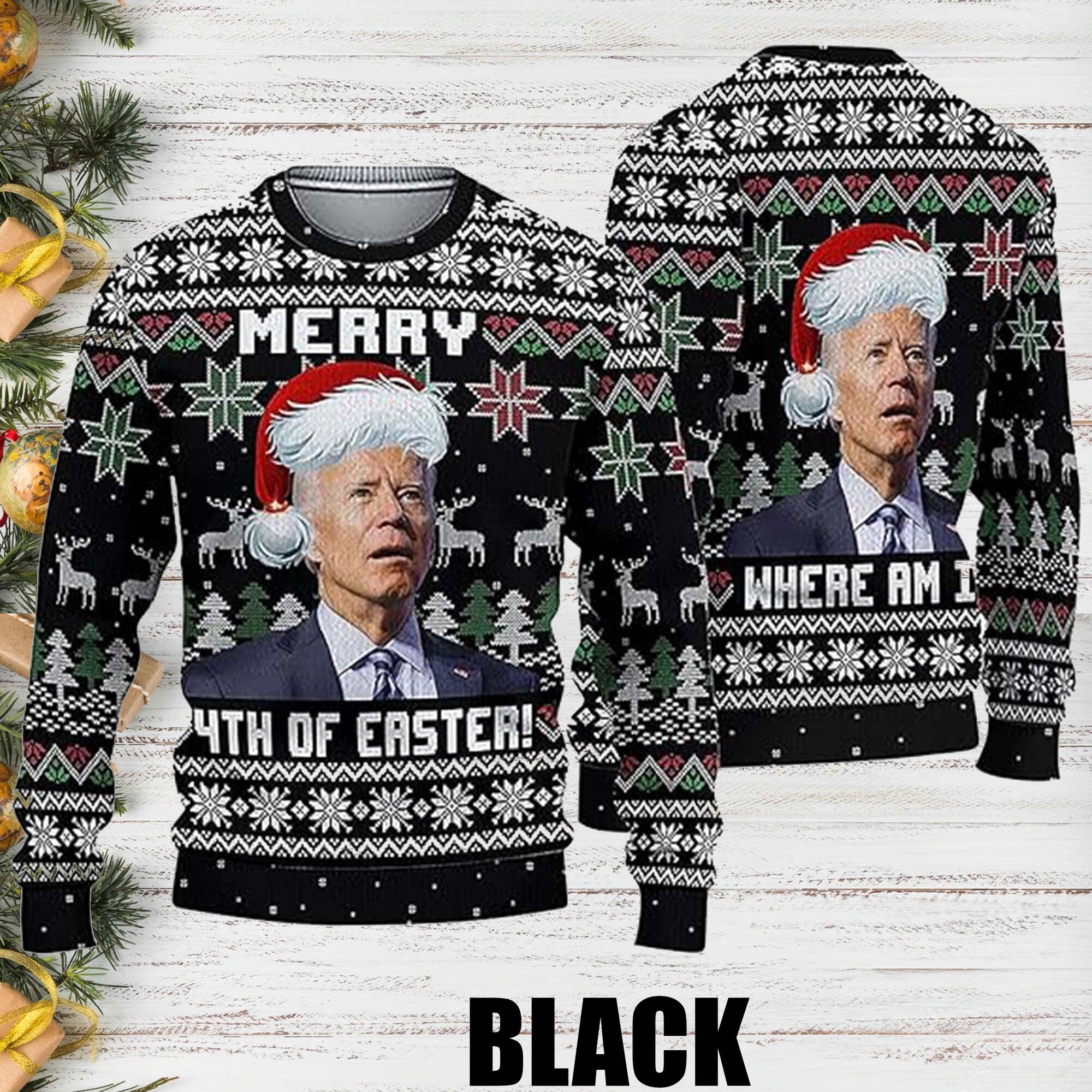 Merry 4th Easter Joe Biden Ugly Christmas Sweater, Happy Easter Funny Xmas Ugly Christmas Sweater, Joe Ugly Sweater Xmas, Gift For Men Women