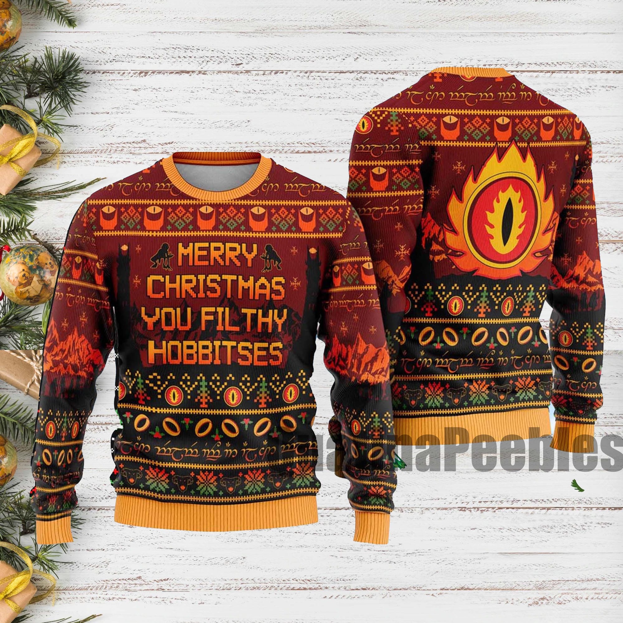 Merry Christmas You Filthy Hobbitses Ugly Christmas Sweater, Lord of the Rings Ugly Sweater, Ugly Christmas Sweater, Xmas Gifts