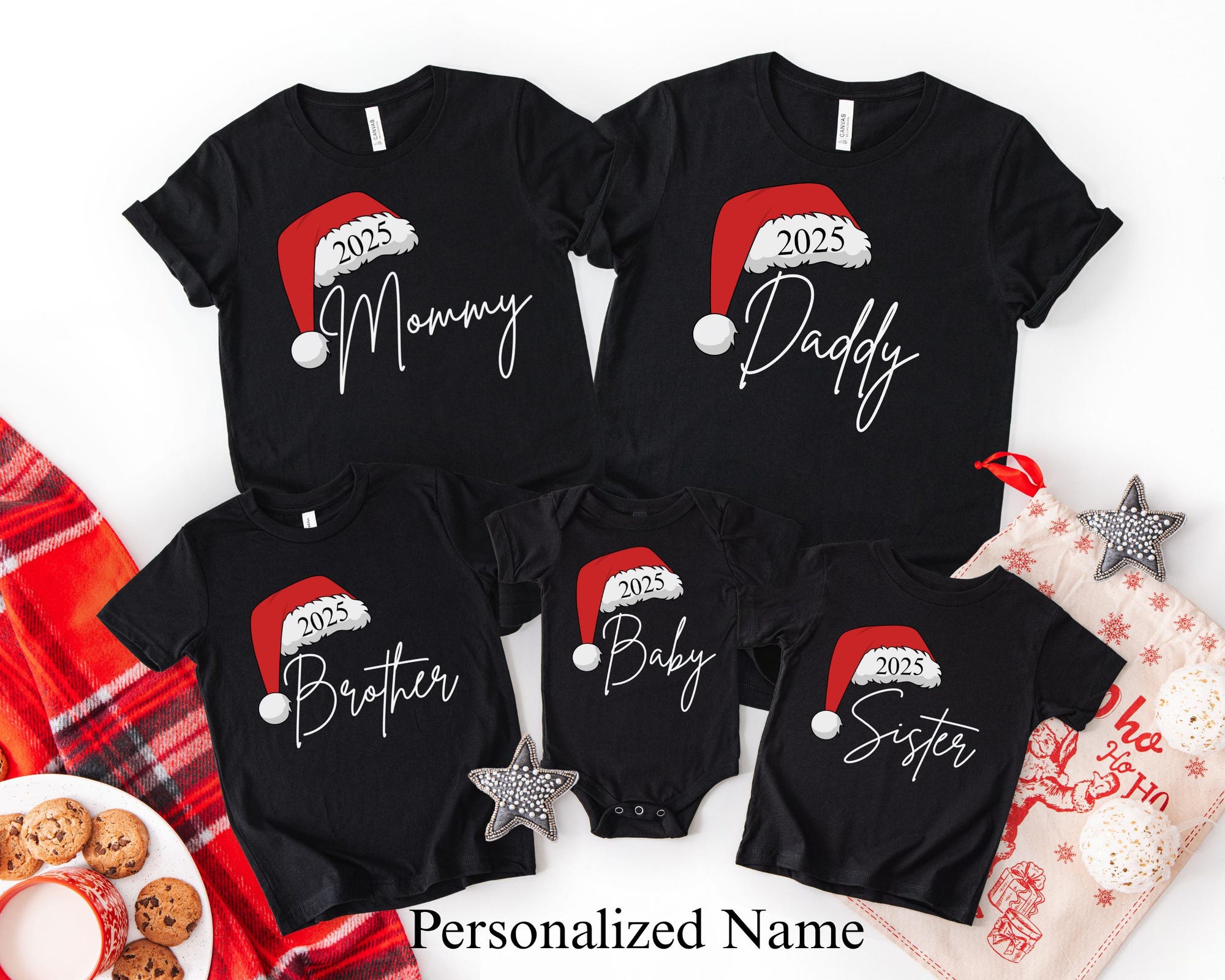Matching Family Christmas Shirts, Personalized Name Xmas Tee, Custom Holiday Pajamas Shirt, Family Christmas Outfit, Group Gift 2025