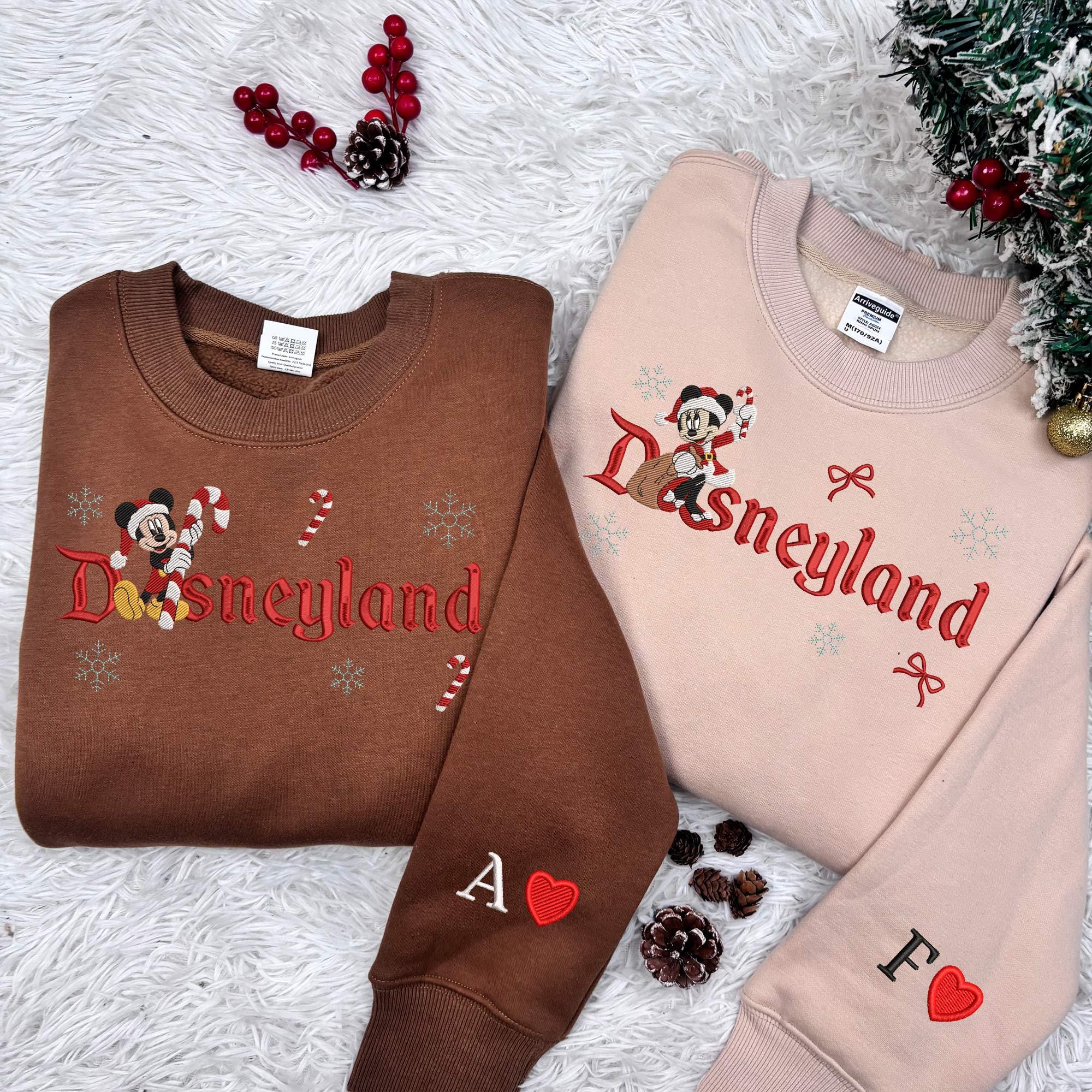 Magical Land Christmas Embroidered Crewneck, Mouse Couple Embroidered Sweatshirt, Matching Couple Xmas Shirt, Christmas Gift