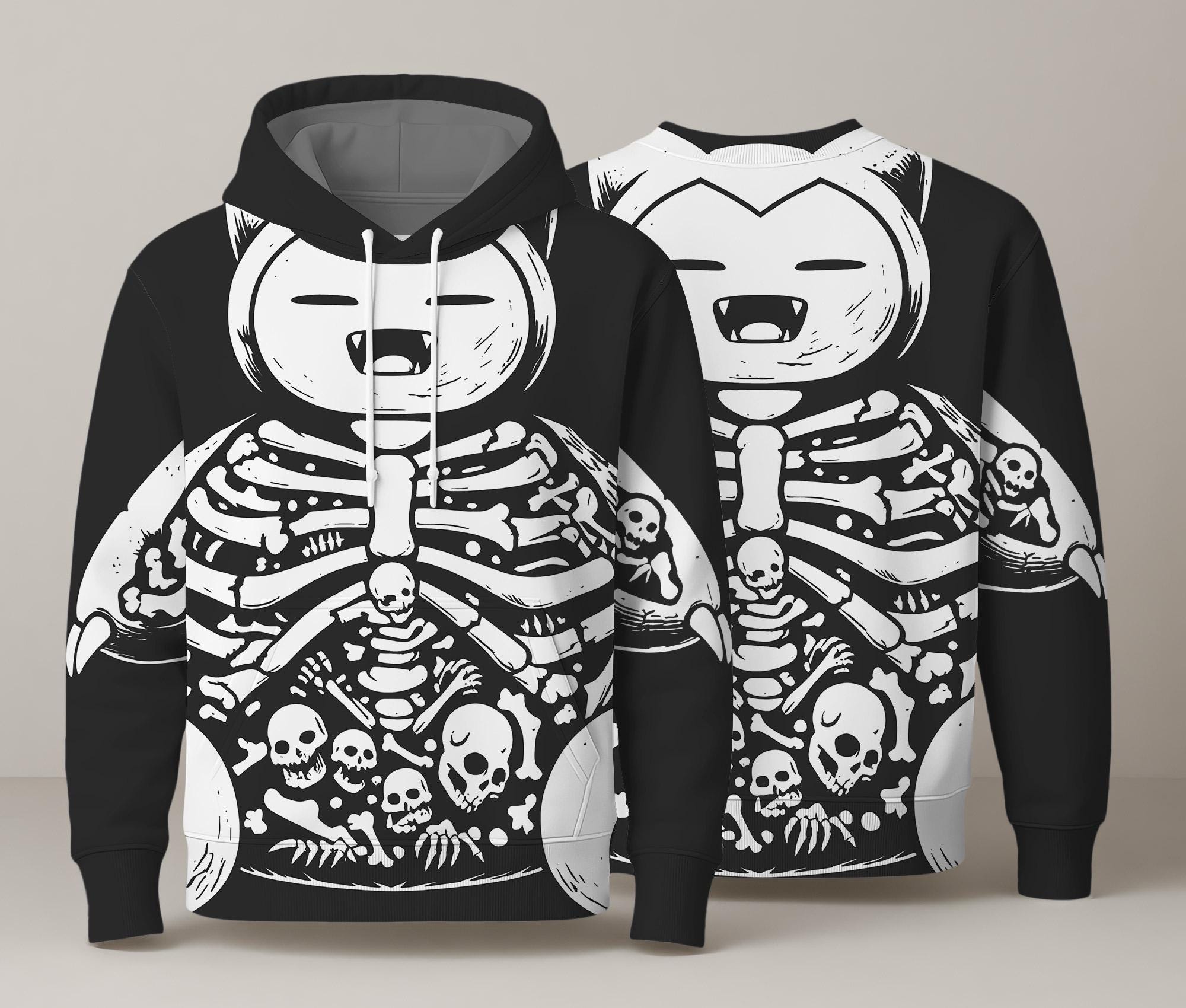 Snorlax Hoodie, Skeleton Graphic Hoodie, Kawaii Unisex Sweatshirt, Cute Crewneck Pullover, Funny Cozy Hoodie, Snorlax Shirt Gifts