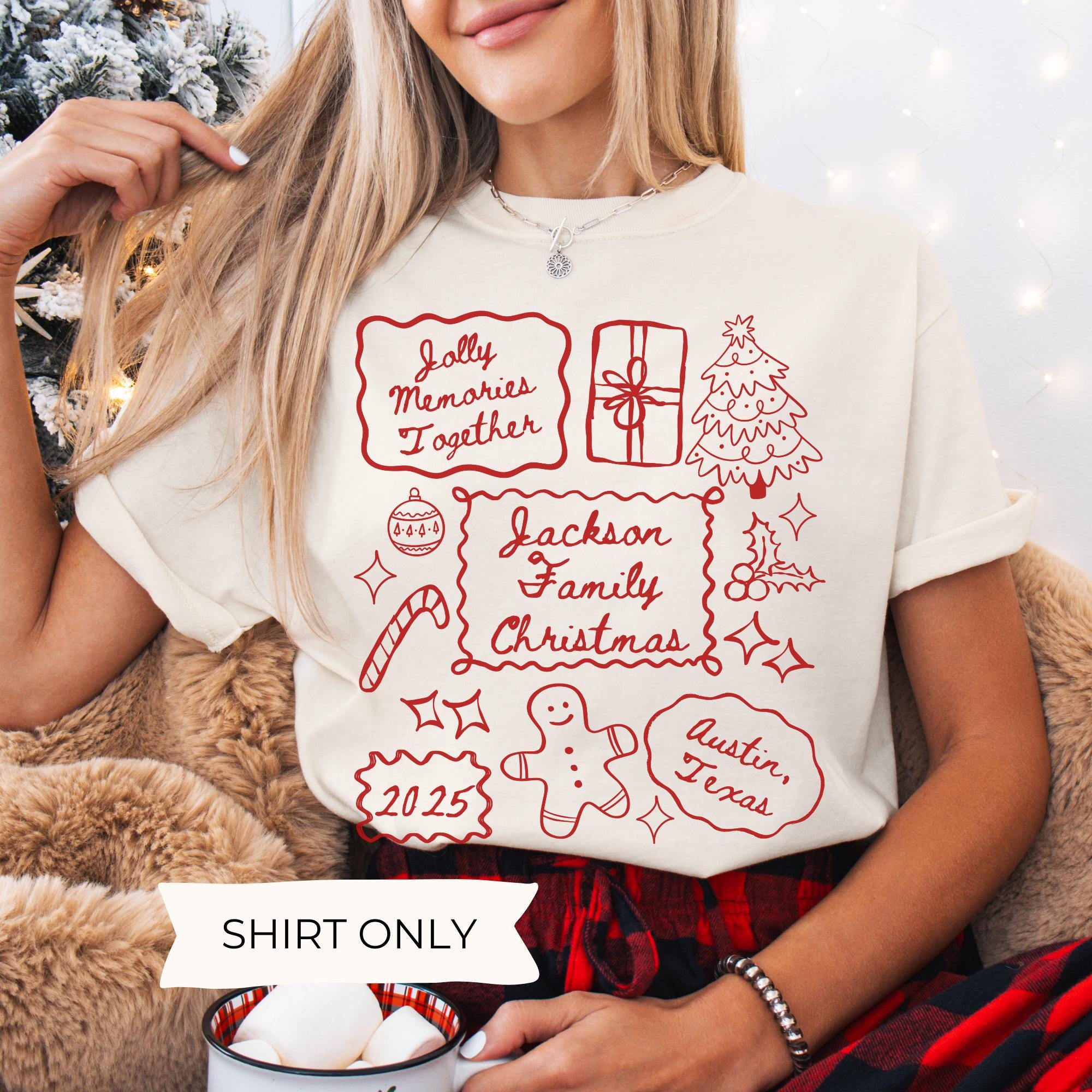 Custom Name Family Christmas T-Shirts: Matching Comfort Colors Shirts