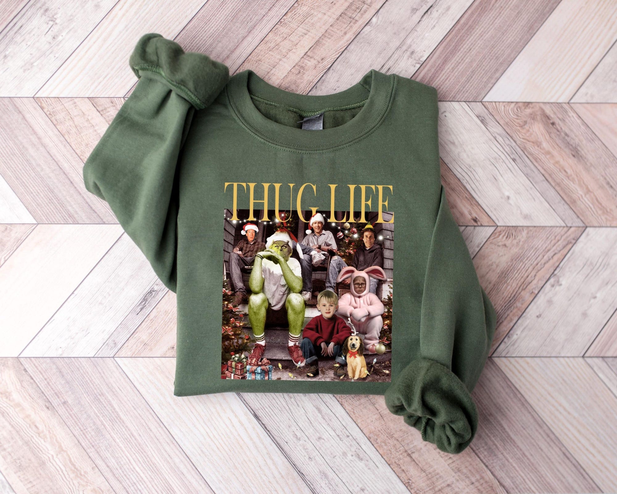Thug Life Christmas Shirt, Christmas Movie Tshirt, Christmas Grinch, Christmas Friends Tee, Christmas Gifts for Women, Holiday Crewneck Xmas