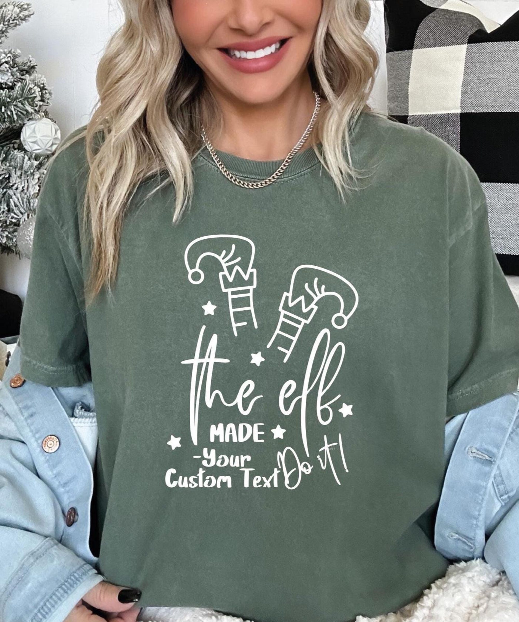 Custom Christmas The Elf Shirt :Christmas Family Matching Comfort Colors T-Shirt