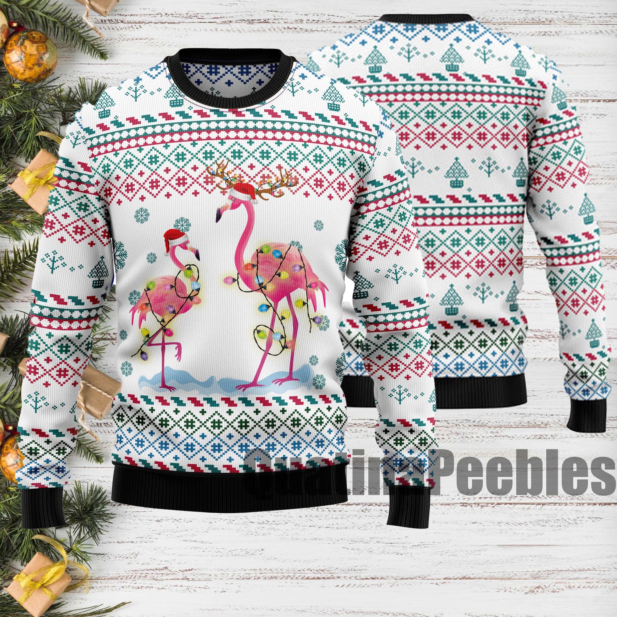 Flamingo Ugly Christmas Sweater, Funny Holiday Sweater With Festive Flamingo, Ugly Christmas Sweater, Xmas Sweater, Gift For Men Women