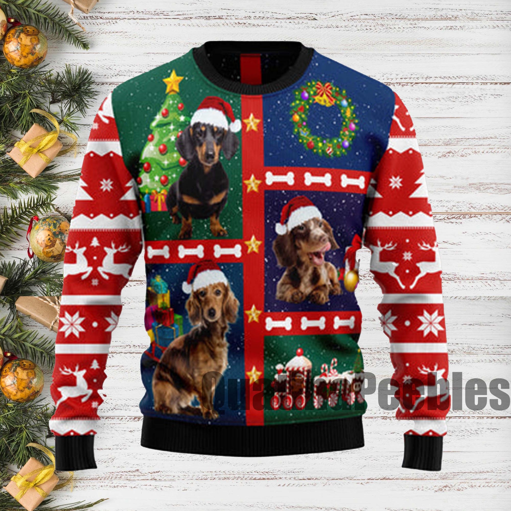 il_2000xN.7250736375_rrjn.jpg Cute Dachshund Ugly Christmas Sweater, Funny Holiday Sweater With Dachshund, Ugly Christmas Sweater, Xmas Sweater, Gift For Men Women