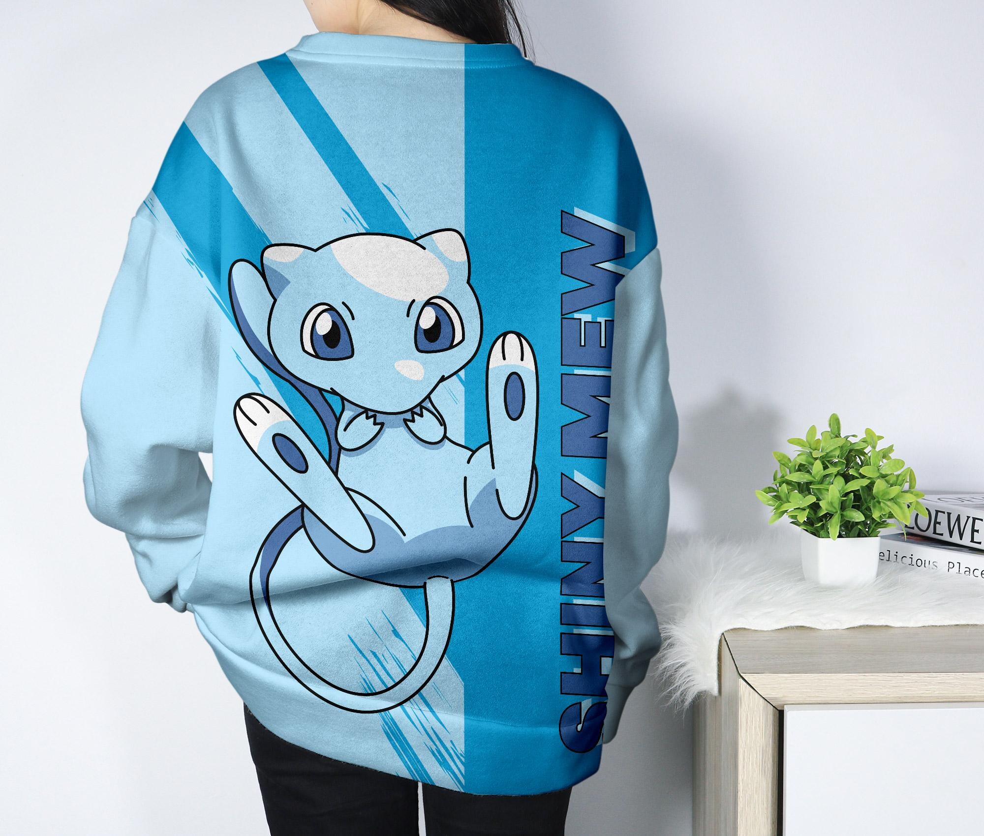 il_2000xN.7250933929_l8iz-2.jpg Shiny Mew Hoodie, Blue Graphic Hoodie, Kawaii Unisex Sweatshirt, Cute Crewneck Pullover, Funny Cozy Hoodie, Mew Shirt Gifts