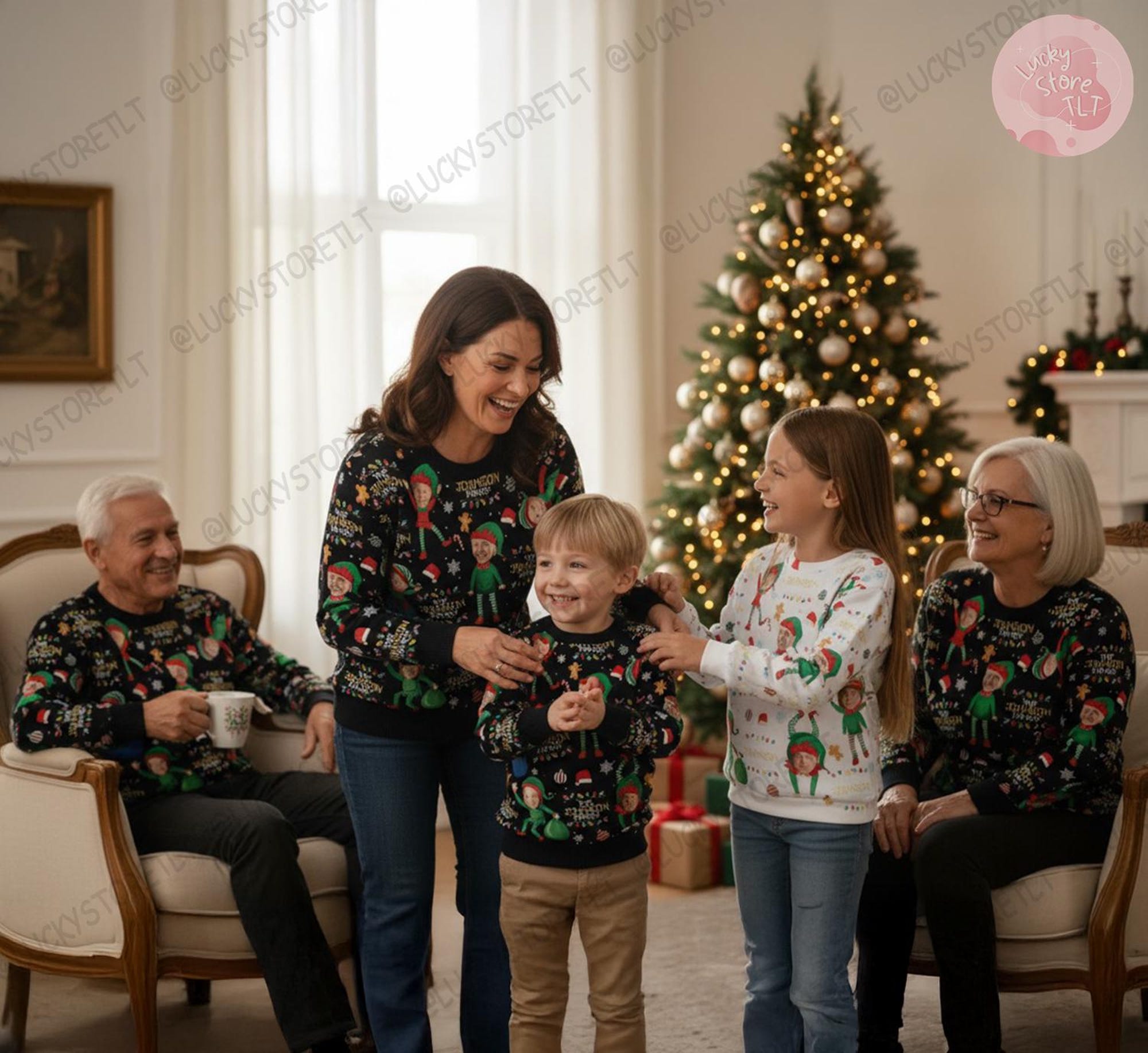 il_2000xN.7252218994_9ug2.jpg Personalized Family Elf Christmas Sweater 2025, Matching Holiday Party Outfit for Family and Friends, Custom Photo & Name Ugly Xmas Sweater