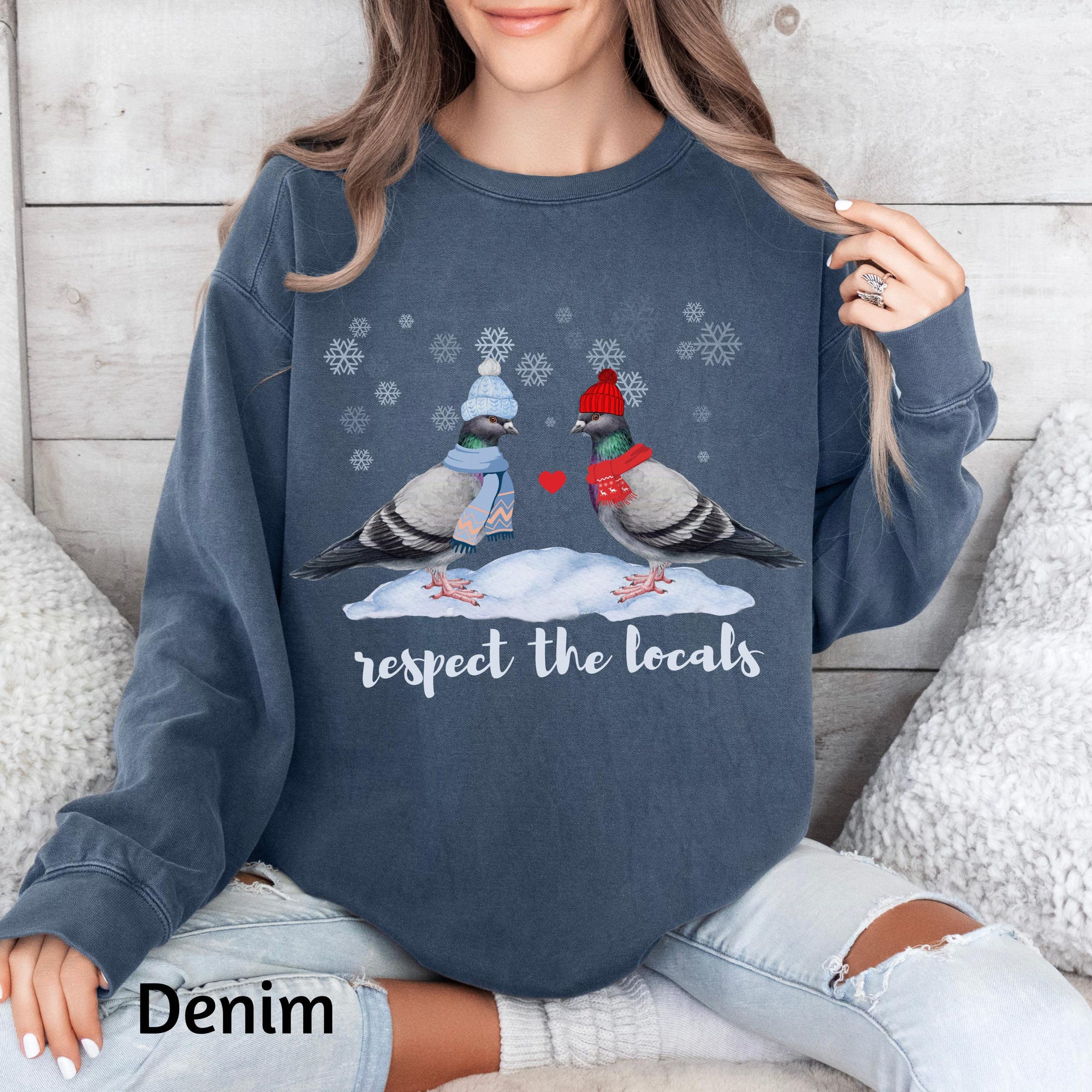 il_2000xN.7253997544_d8g8-1.jpg Respect The Locals Pigeon Christmas Sweatshirt - Funny Holiday Graphic Tee