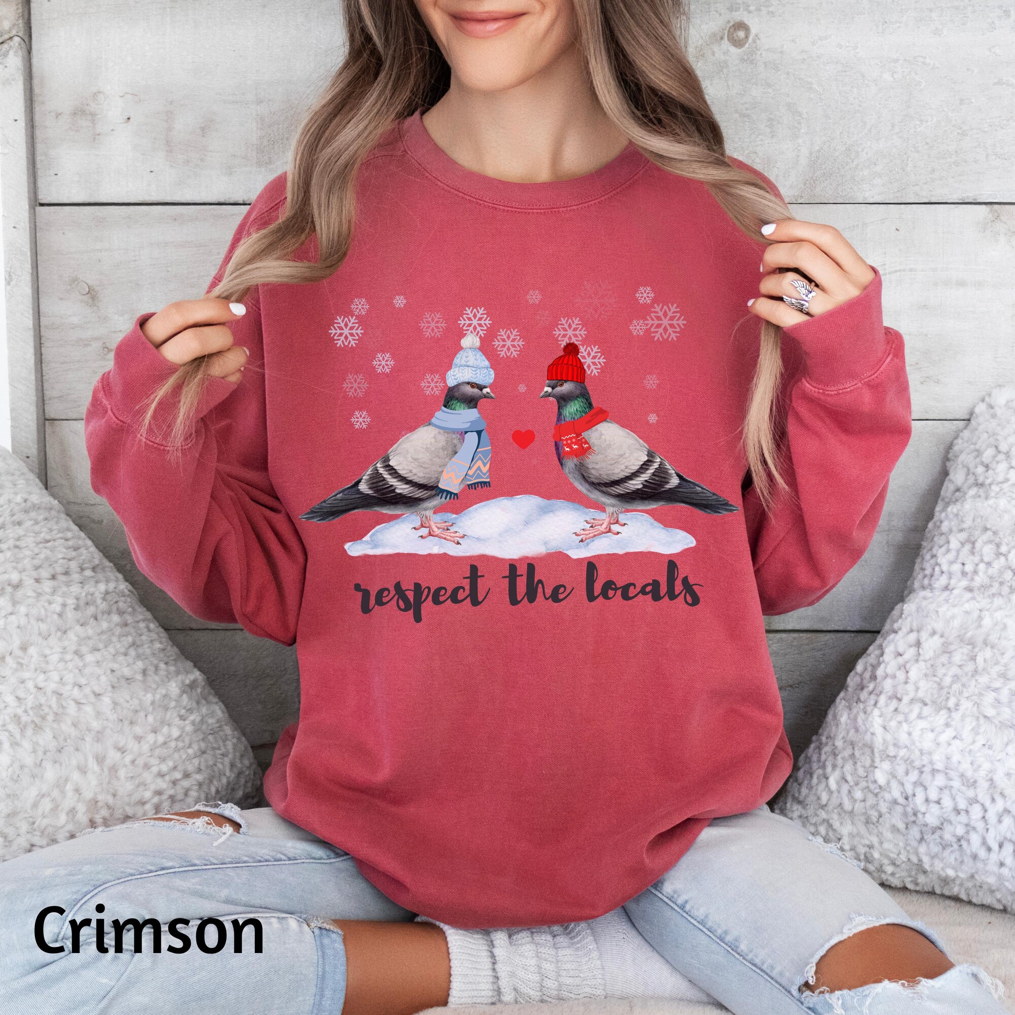 il_2000xN.7253997712_bu3v-1.jpg Respect The Locals Pigeon Christmas Sweatshirt - Funny Holiday Graphic Tee