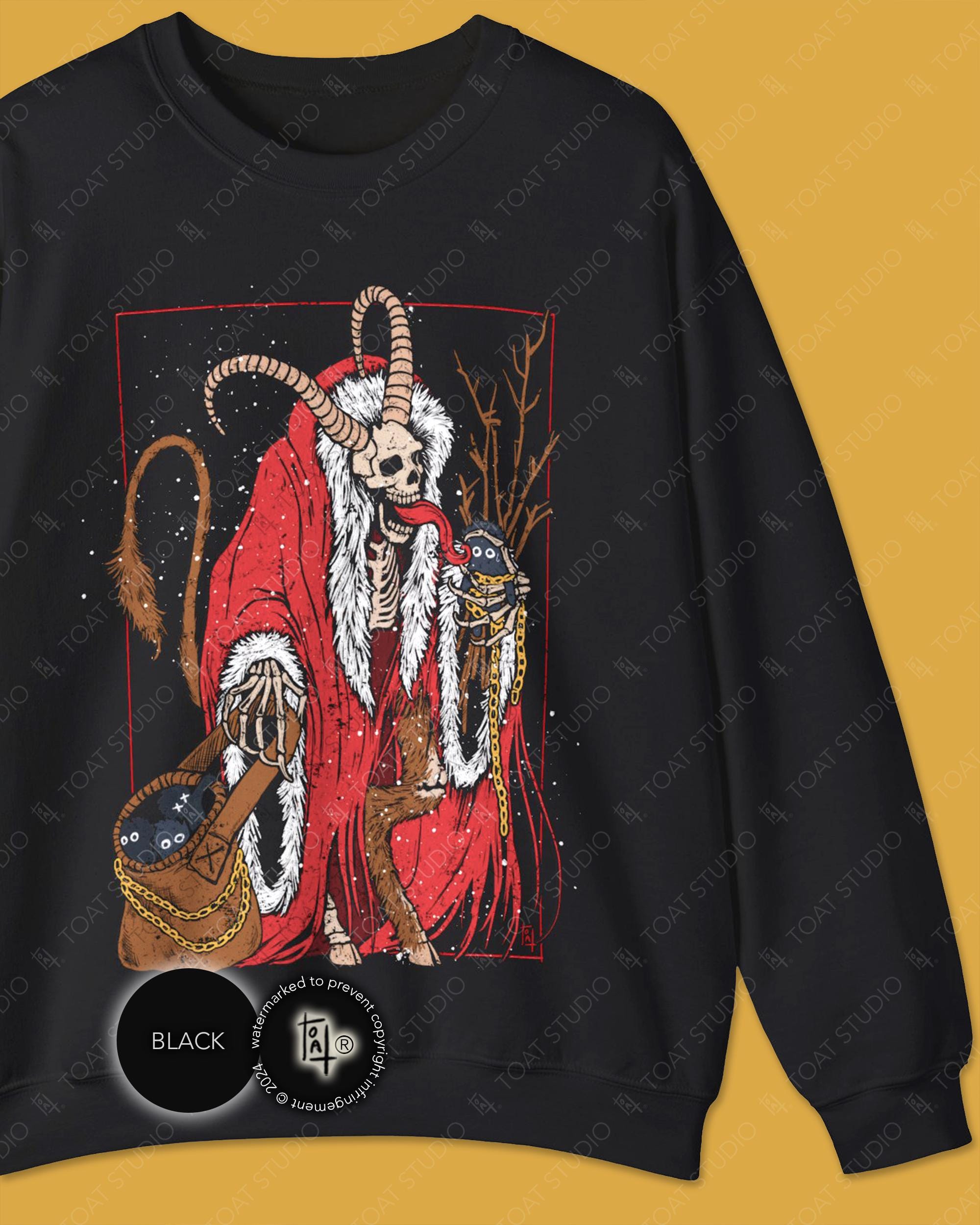 il_2000xN.7254020060_pe3j.jpg Merry Krampus III Unisex Sweatshirt: Spooky Skeleton Christmas Devil, Gruss Vom Krampus Evil Santa