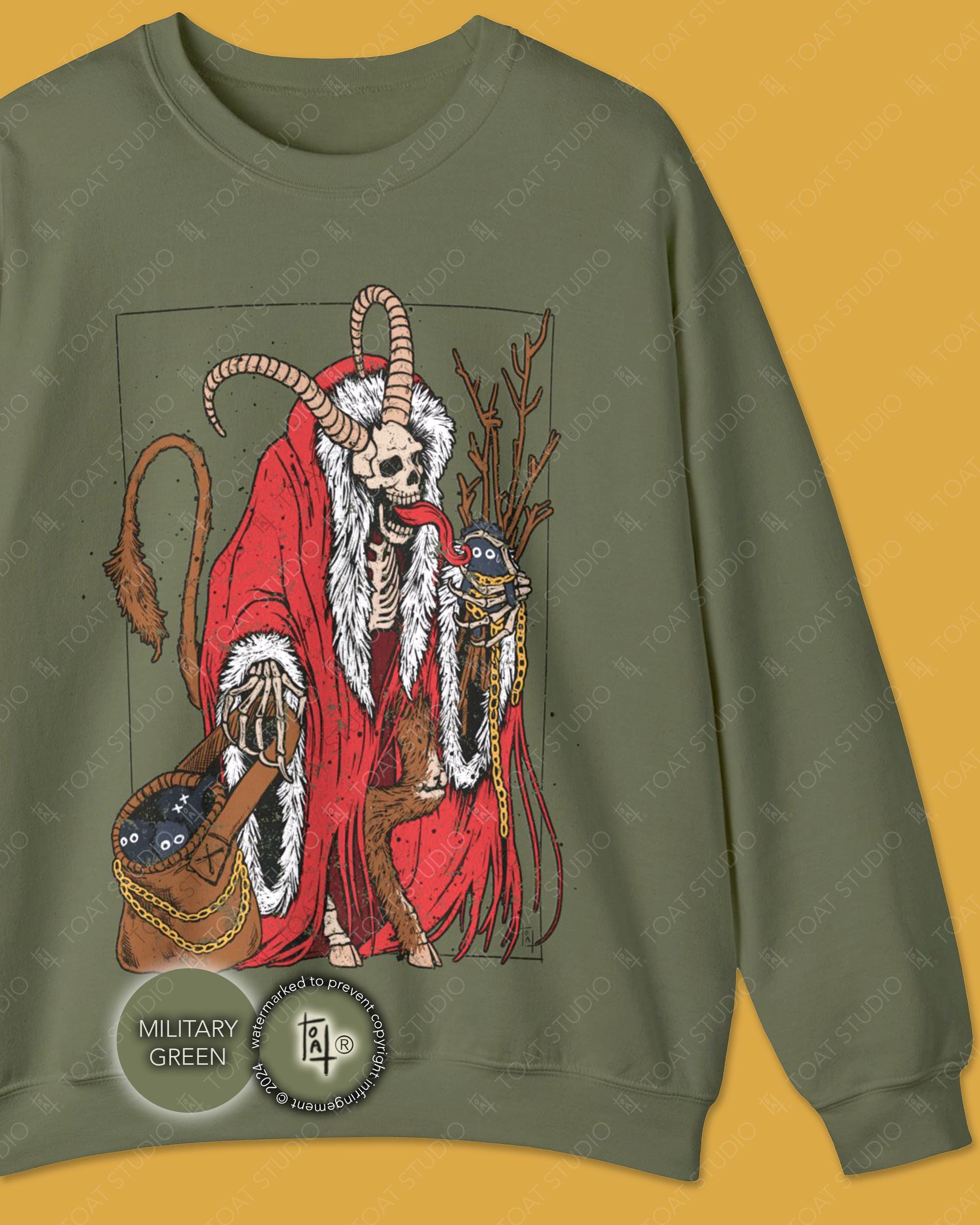 il_2000xN.7254020096_6zg5.jpg Merry Krampus III Unisex Sweatshirt: Spooky Skeleton Christmas Devil, Gruss Vom Krampus Evil Santa