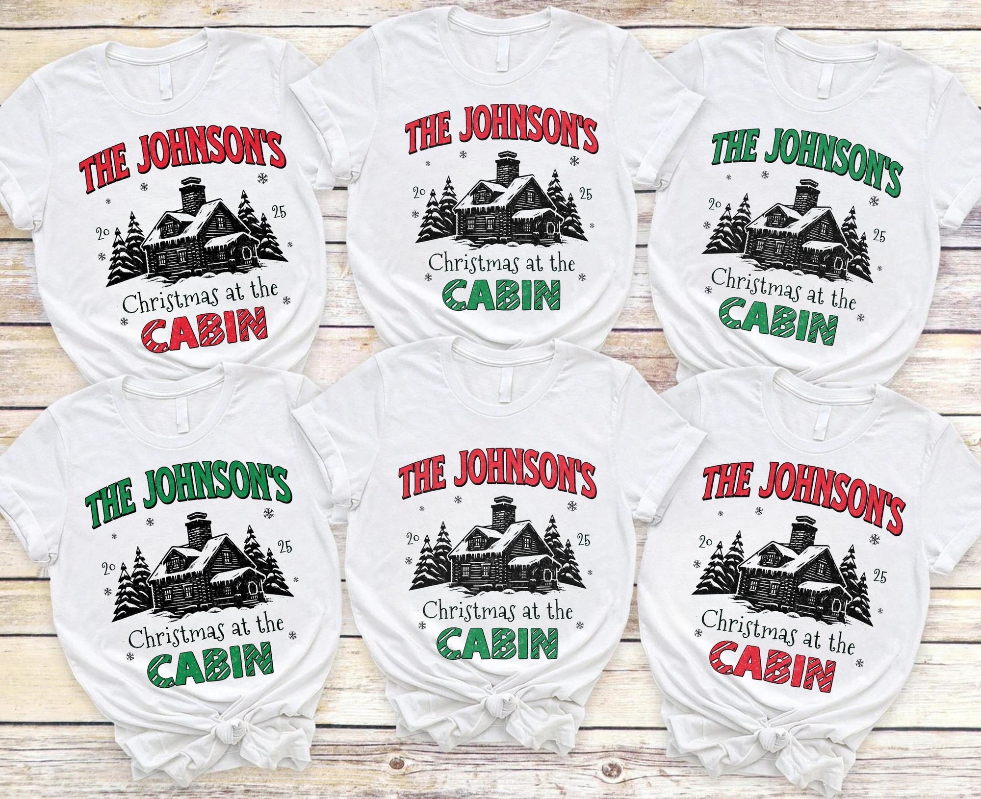 Personalized Christmas Cabin Family Shirt: Custom Holiday Matching Outdoor Xmas T-Shirts