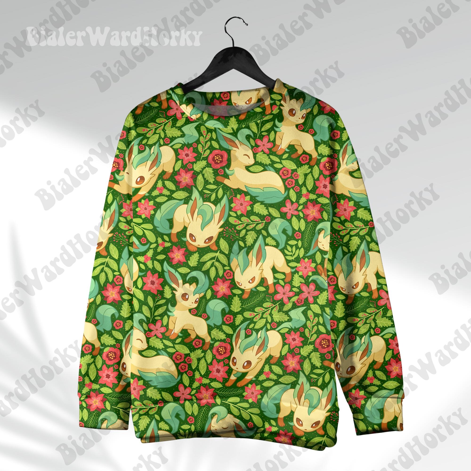 il_2000xN.7255031276_3hsn-3.jpg Leafeon Hoodie Sweatshirt: Grass Type Anime Pullover Sweatshirt Japanese Streetwear - Comfortable Anime Fan Apparel Gifts