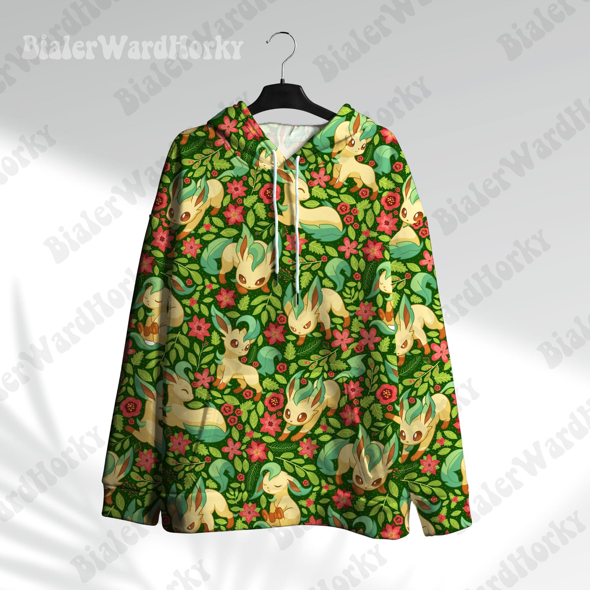 il_2000xN.7255049982_5a2a-3.jpg Leafeon Hoodie Sweatshirt: Grass Type Anime Pullover Sweatshirt Japanese Streetwear - Comfortable Anime Fan Apparel Gifts