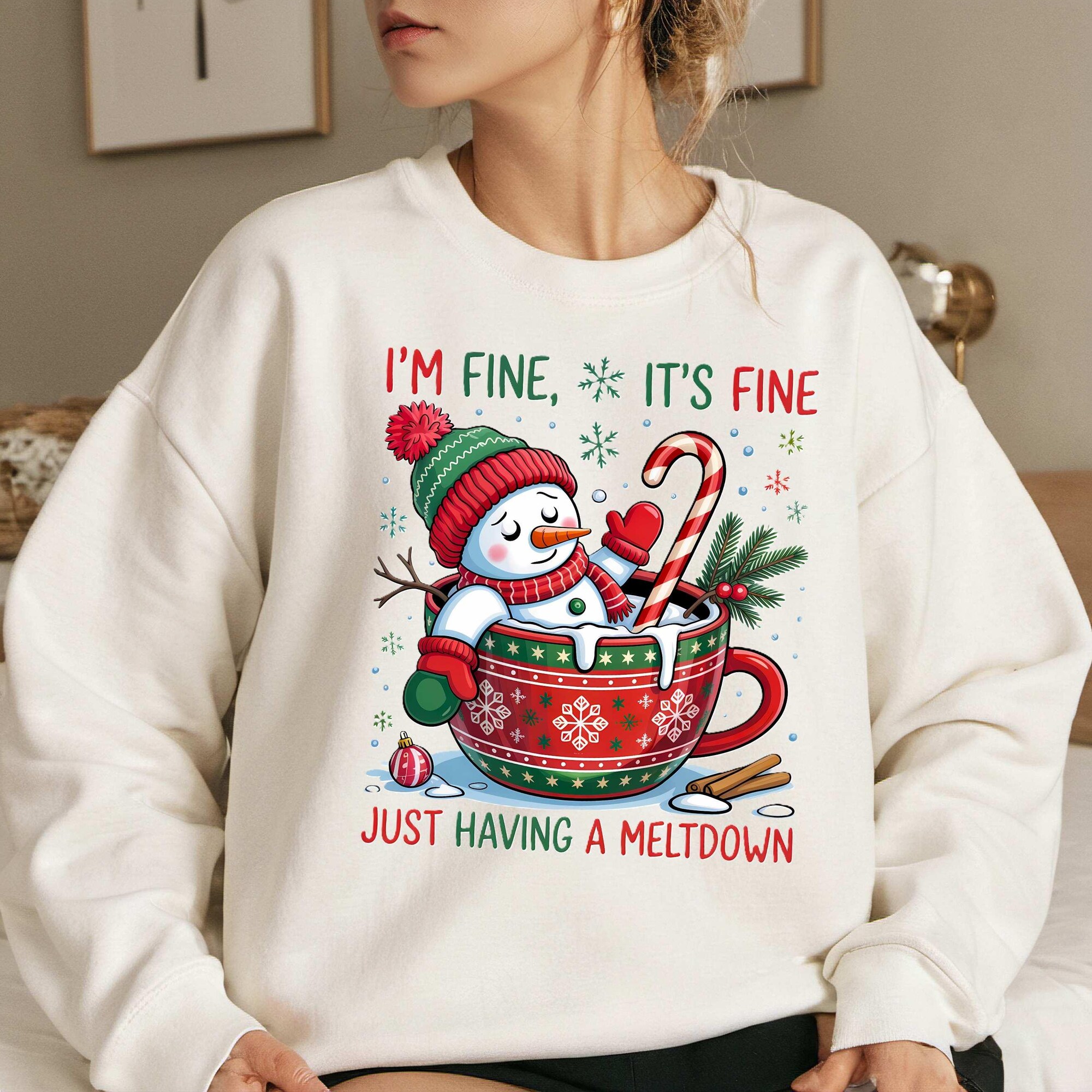 Funny Snowman Christmas Sweatshirt, Cute Snowman Christmas Shirt, Christmas Pajamas with Snowman