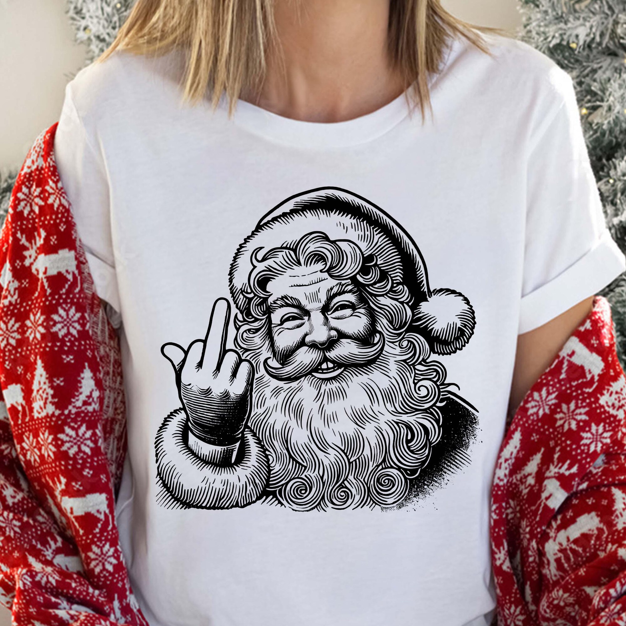 il_2000xN.7256169520_4gl9.jpg Funny Santa Christmas Shirt and Sweatshirt: Retro Naughty Graphic Tee, Christmas Humor Gift, Holiday Crewneck