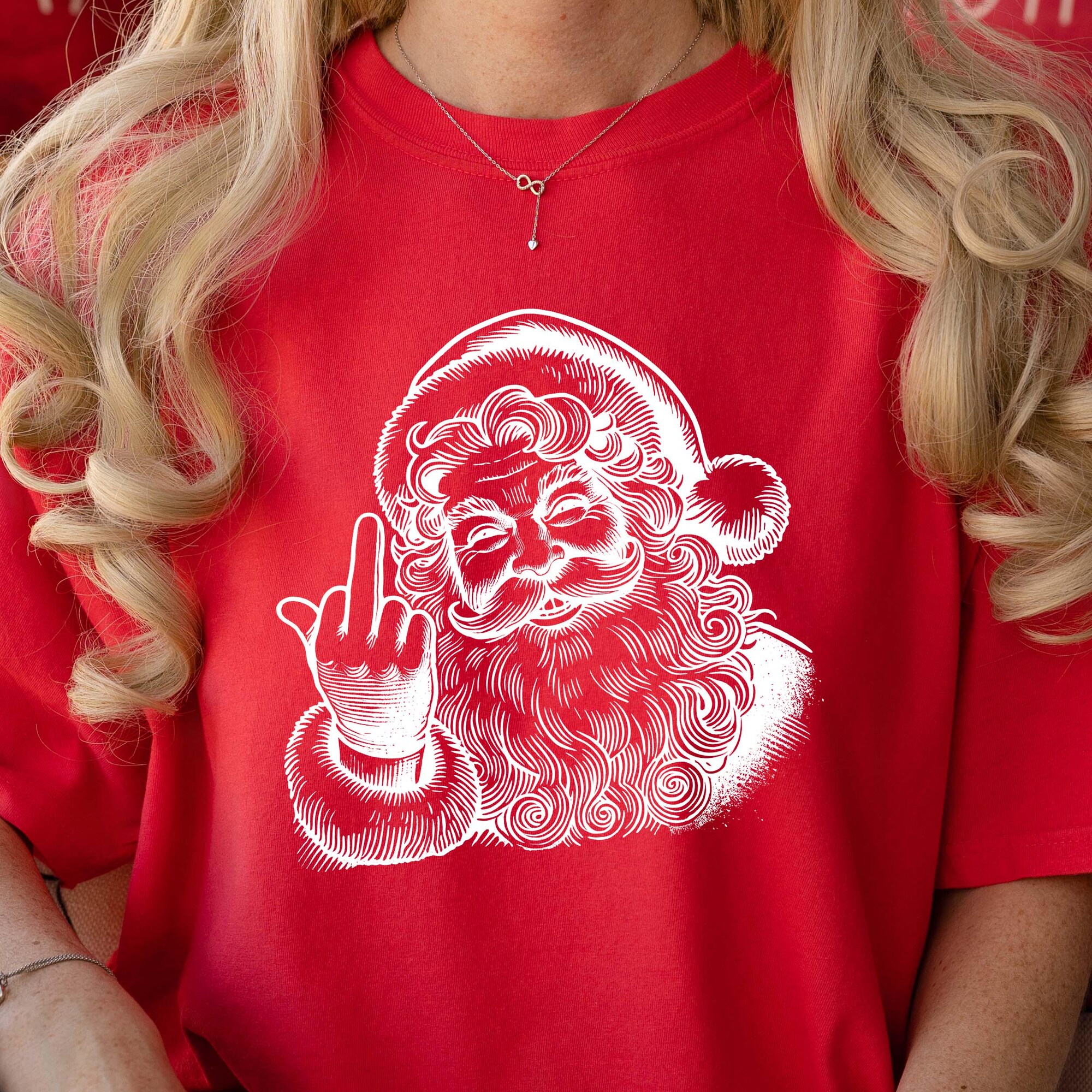 Funny Santa Christmas Shirt and Sweatshirt: Retro Naughty Graphic Tee, Christmas Humor Gift, Holiday Crewneck